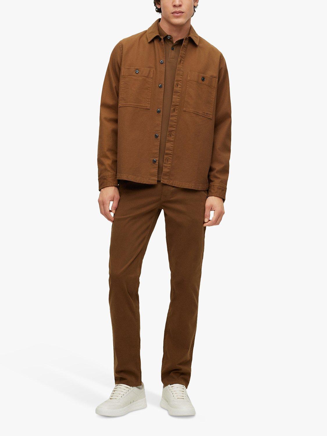 Product image 3 of 4, which shows BOSS Passer Tipped Long Sleeve Polo Shirt, Medium Brown, S