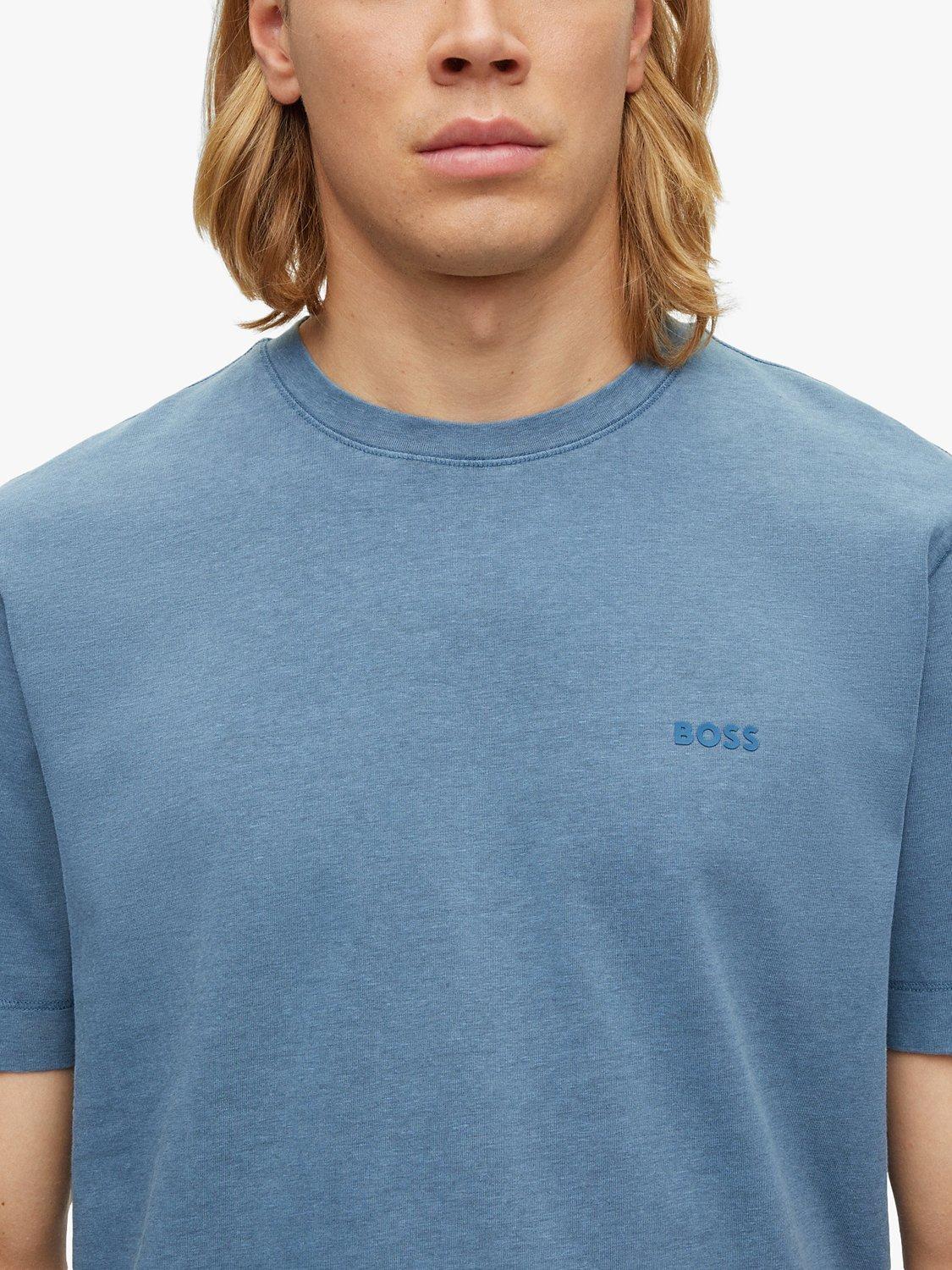 Product image 5 of 5, which shows HUGO BOSS Print Logo Jersey Short Sleeve T-Shirt, Light/Pastel Blue, XL