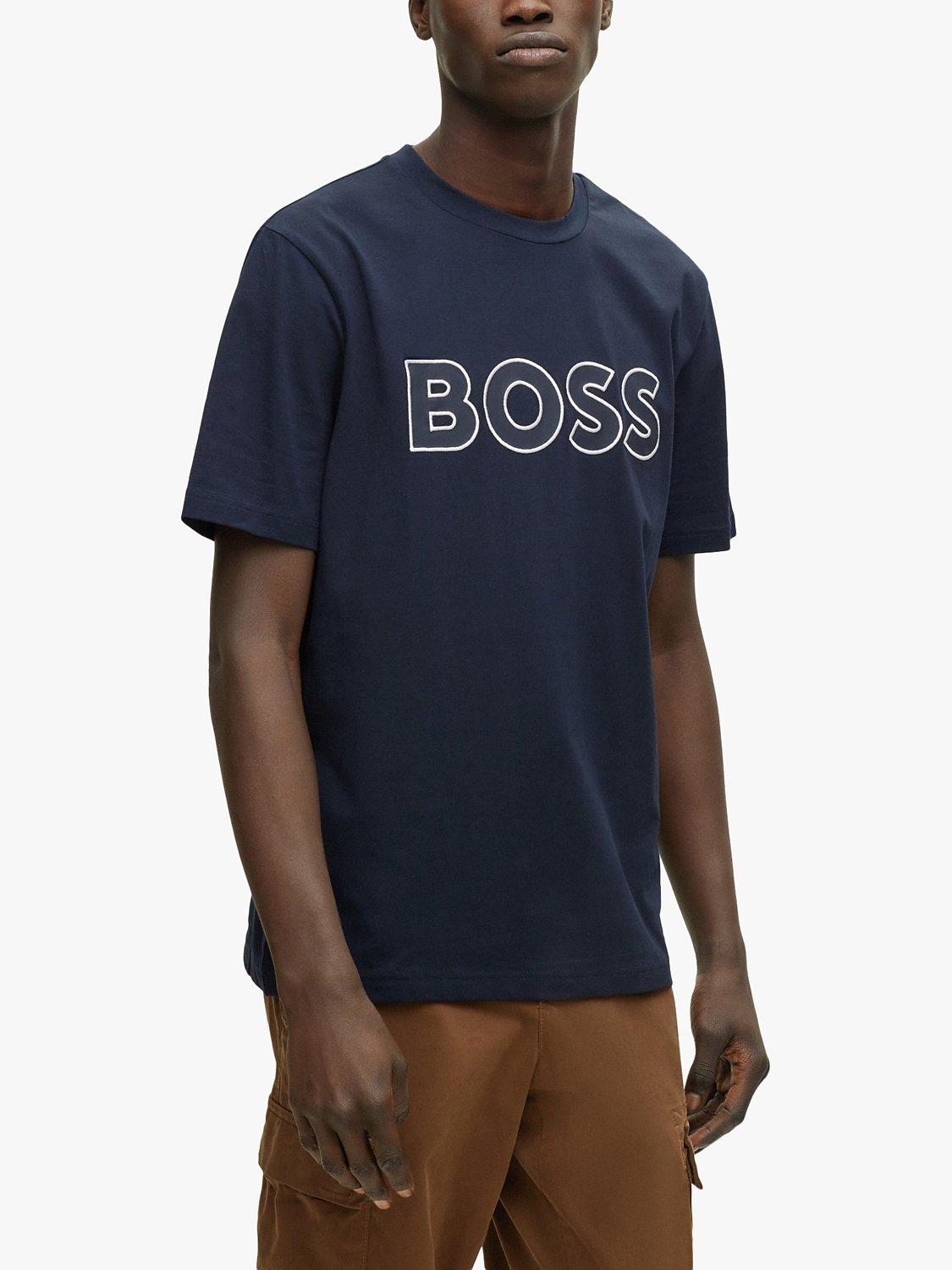 BOSS Embroidered Logo T-Shirt, Dark Blue