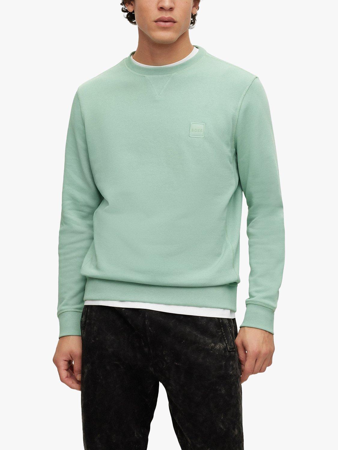 Product image 1 of 4, which shows BOSS Westart French Terry Sweatshirt, Pastel Green, S