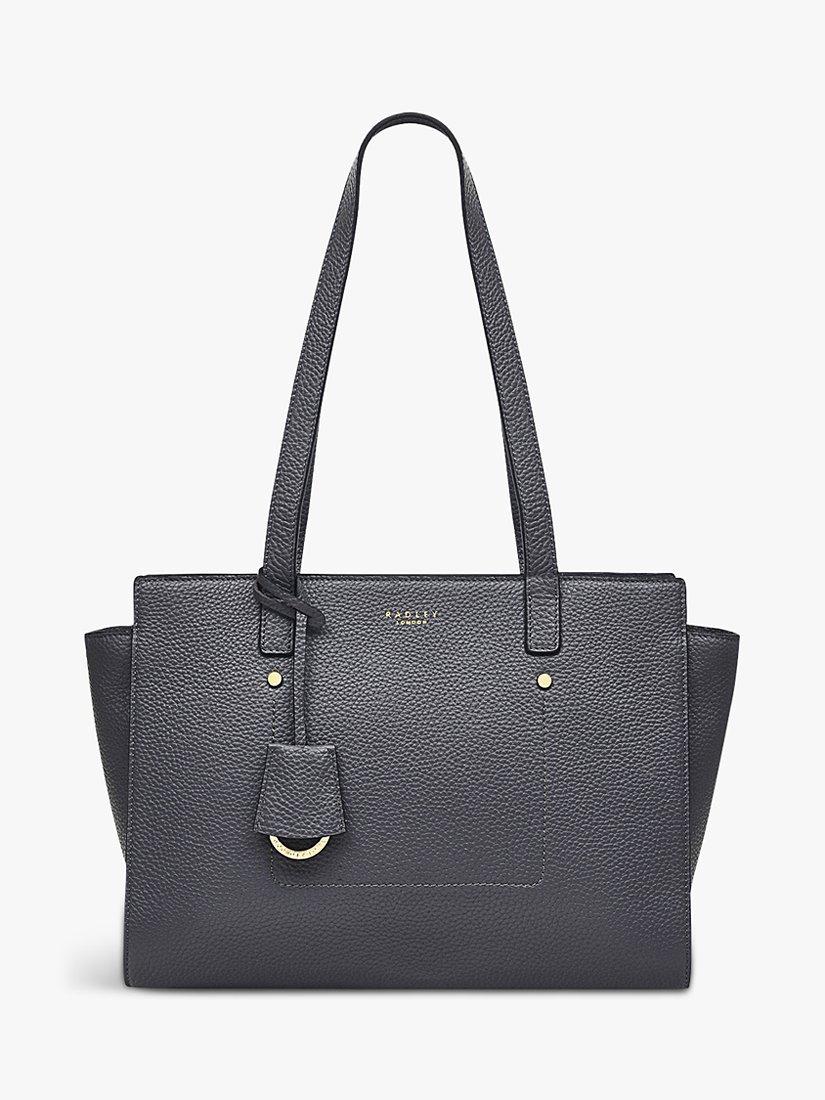 Radley Buxton Avenue Leather Medium Zip Top Shoulder Bag, Charcoal