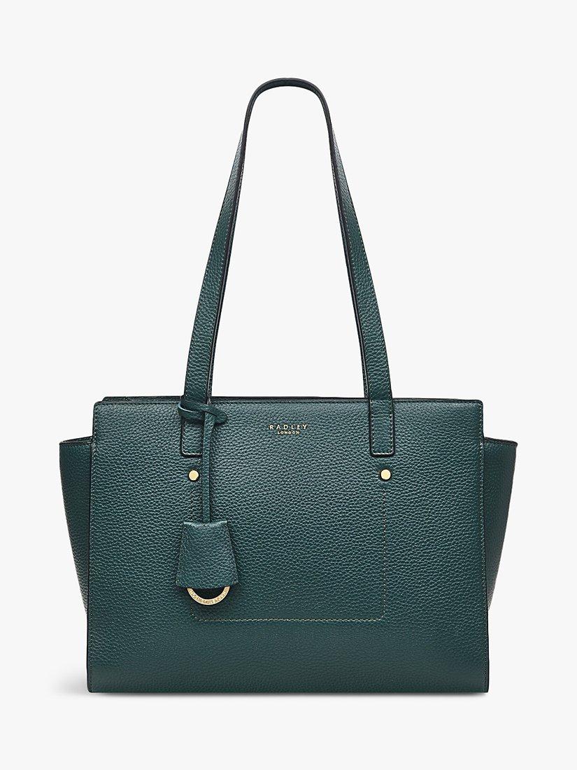Radley Buxton Avenue Leather Medium Zip Top Shoulder Bag, Kale