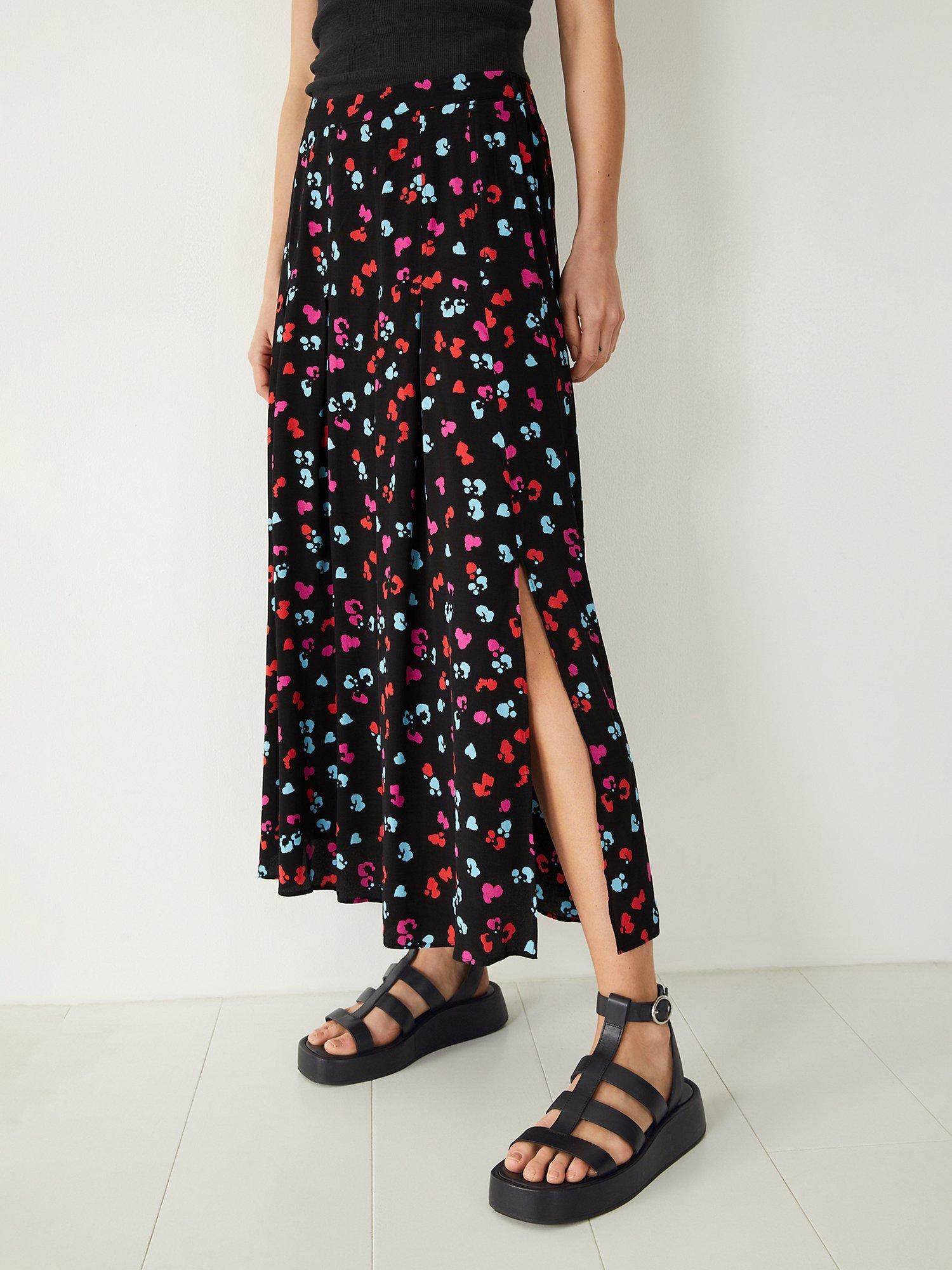 HUSH Kylie Pleated Skirt, Black/Multi