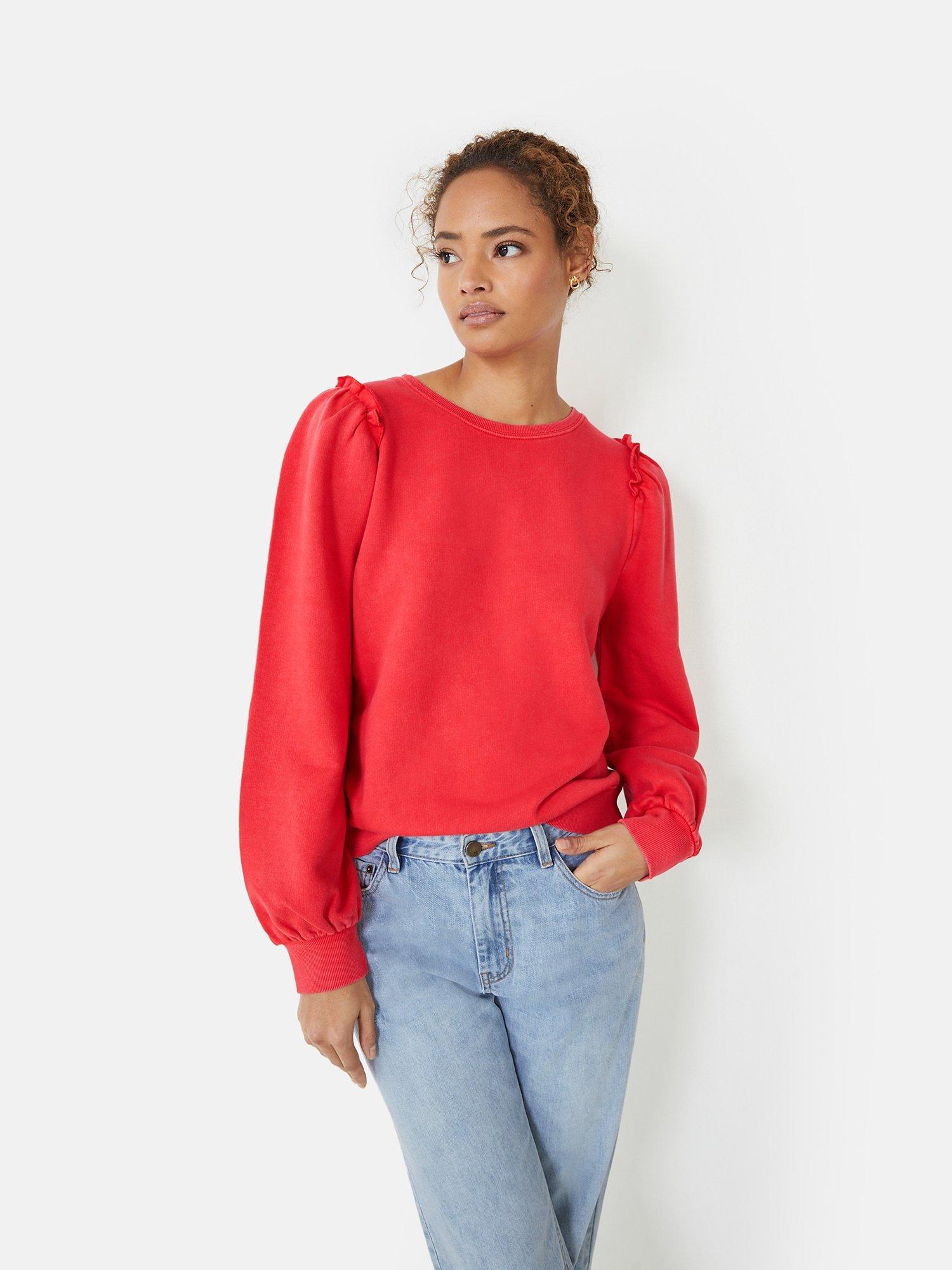 HUSH Emilia Ruffle Sweatshirt, Vibrant Red