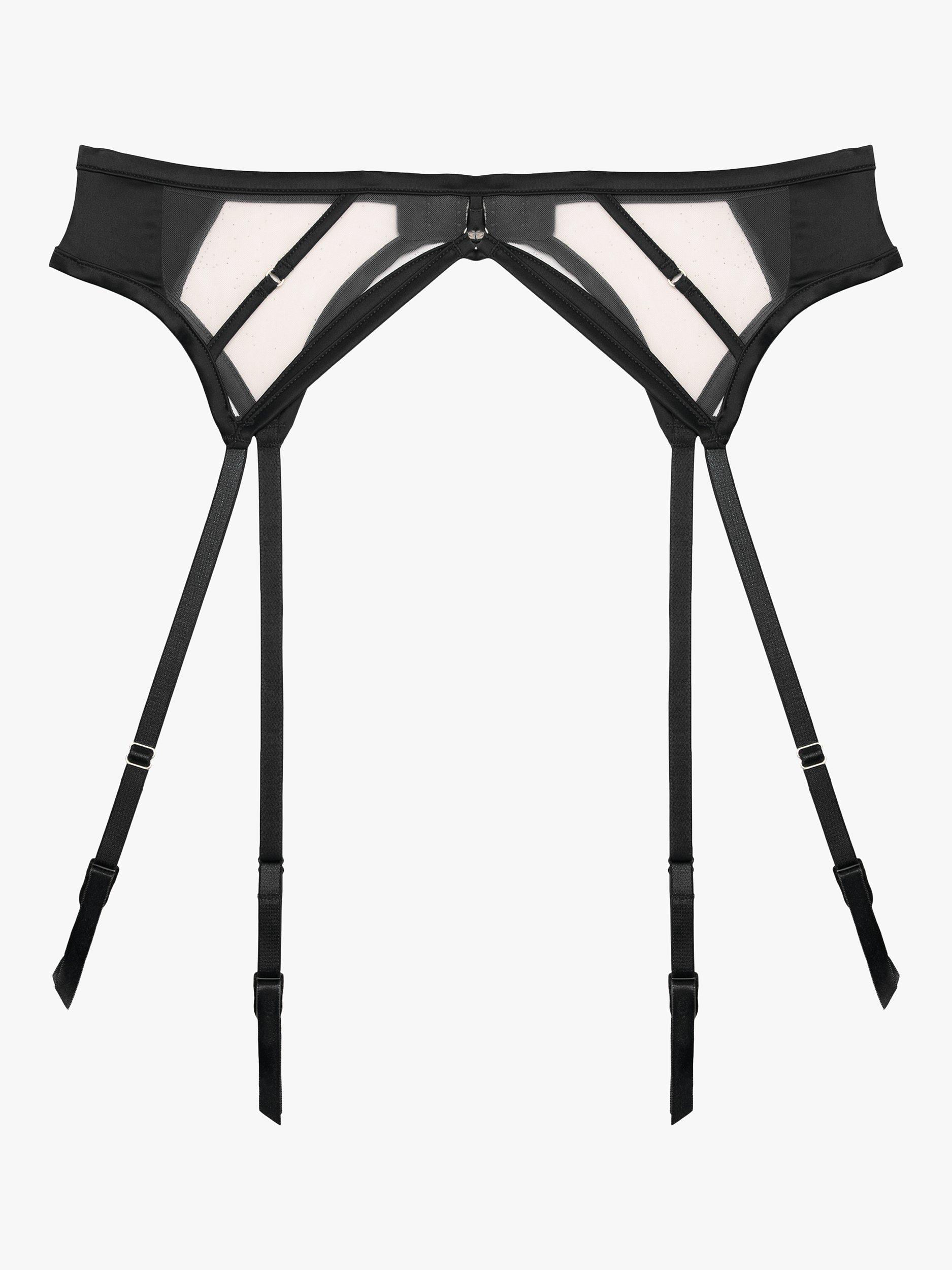 Playful Promises Ramona Strap Detail Illusion Mesh Suspender, Black, 8