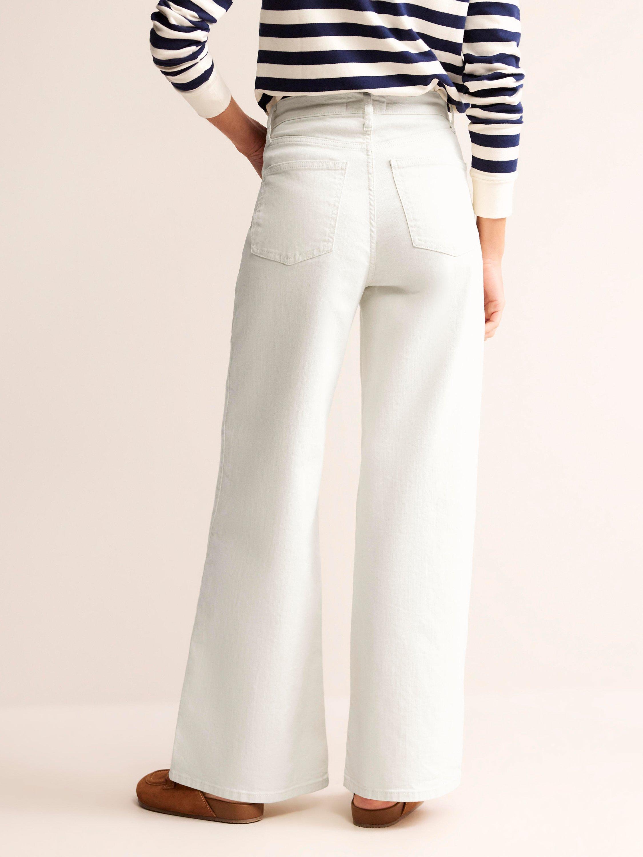 Boden High Rise Wide Leg Jeans Ecru