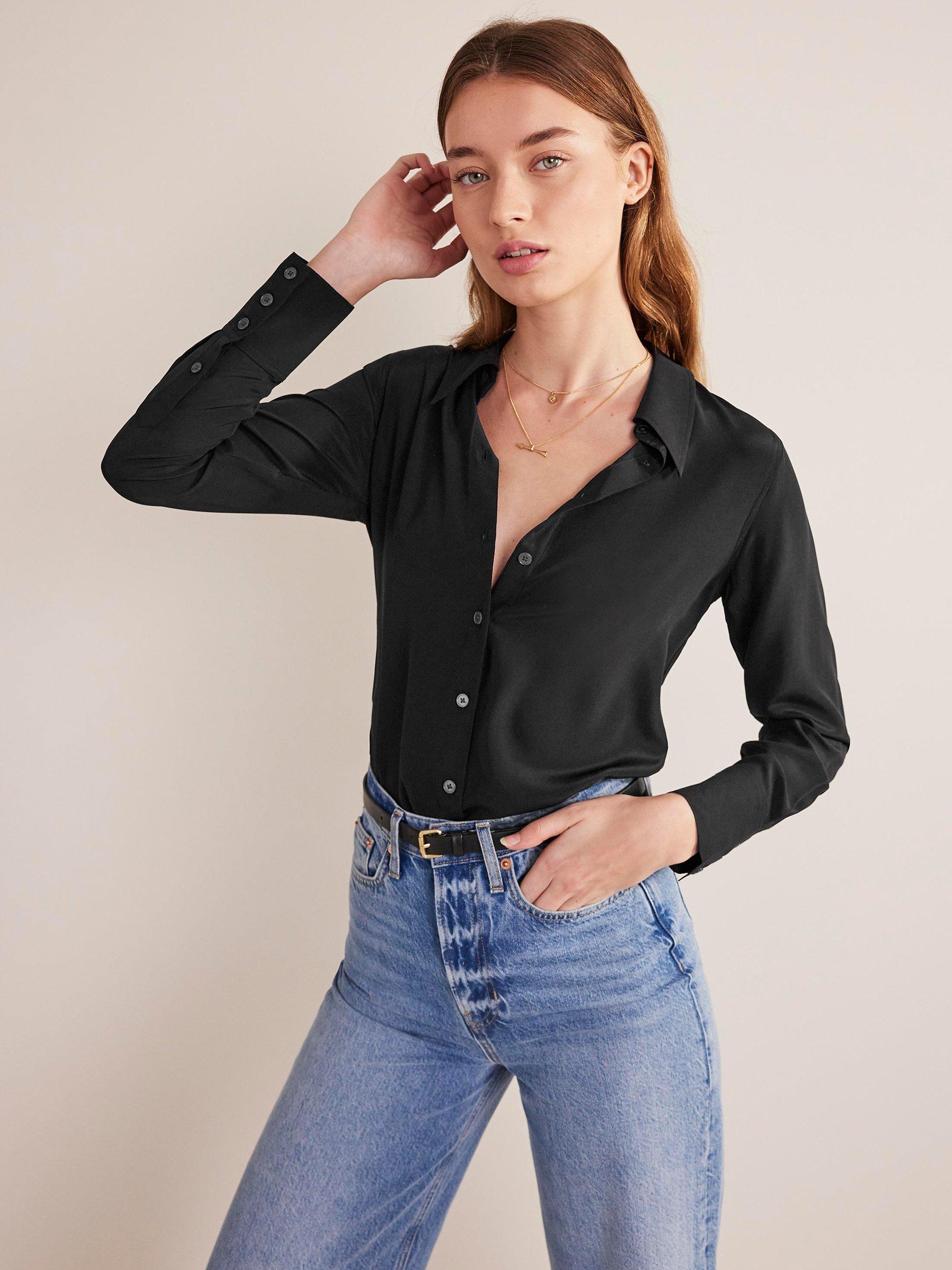 Boden Silk Shirt, Black
