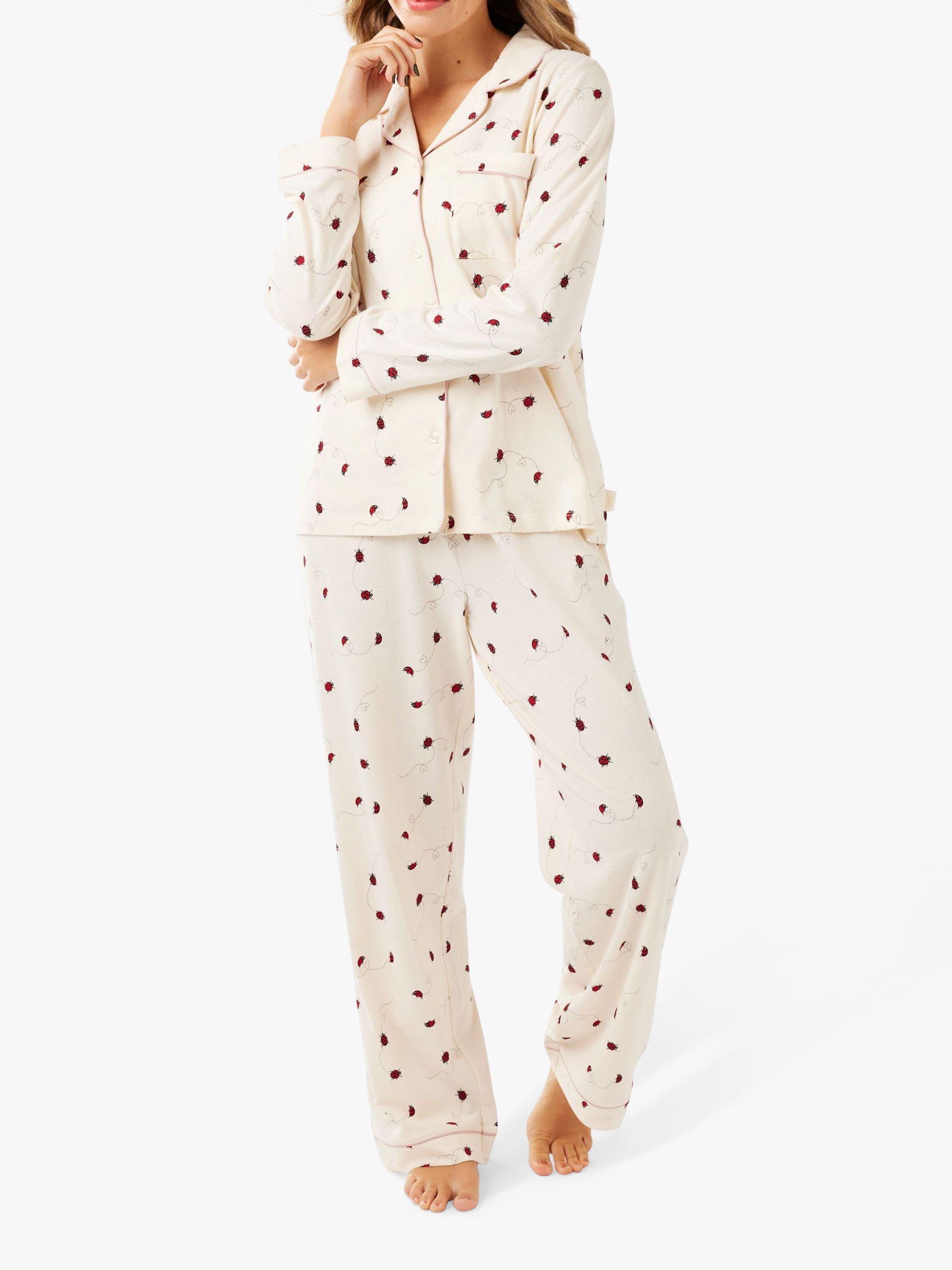 Chelsea Peers Ladybird Long Pyjama Set, Off White