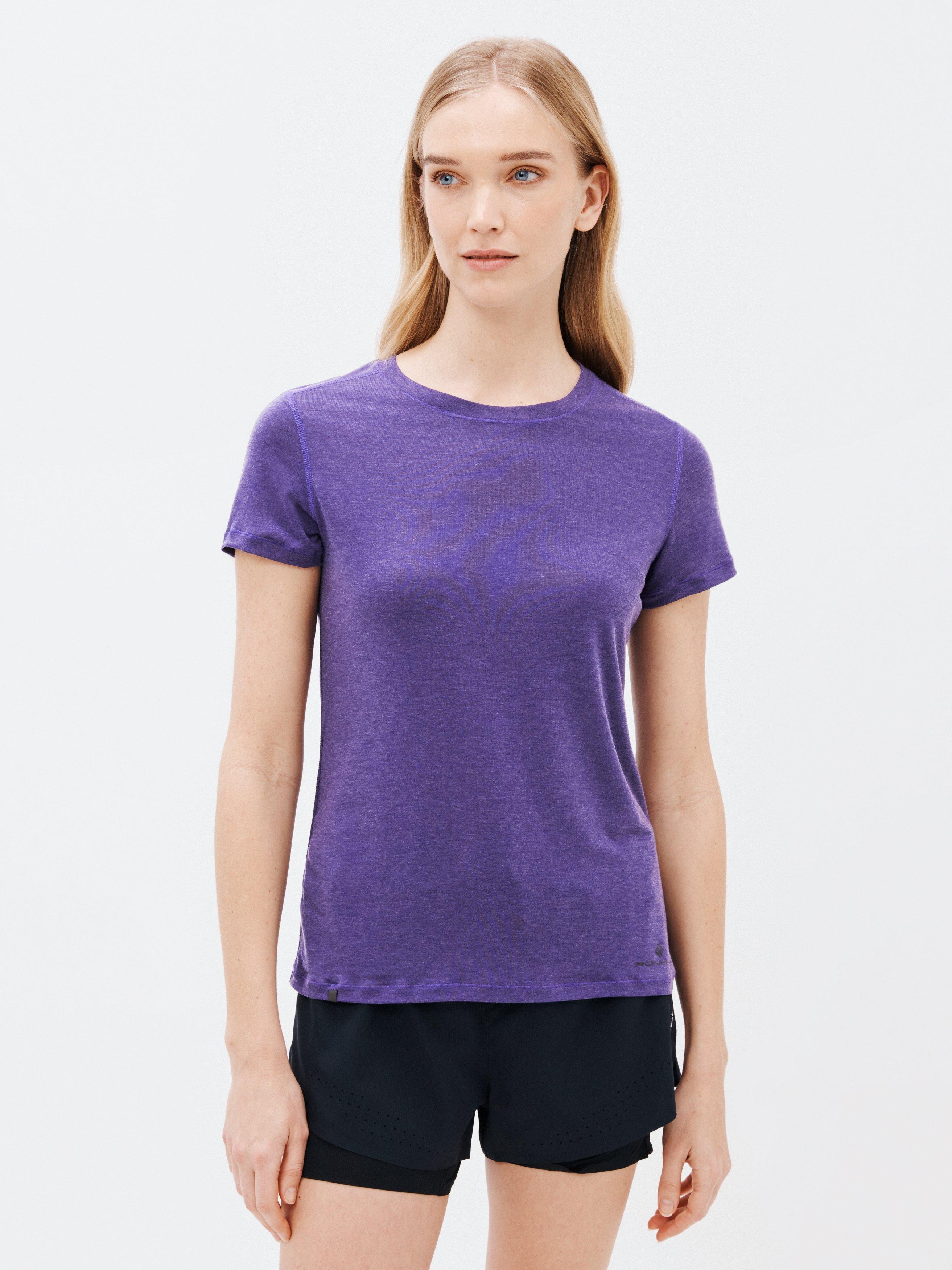 Ronhill Life Tencel Short Sleeve Running Top, Imperial Marl/Ultraviolet