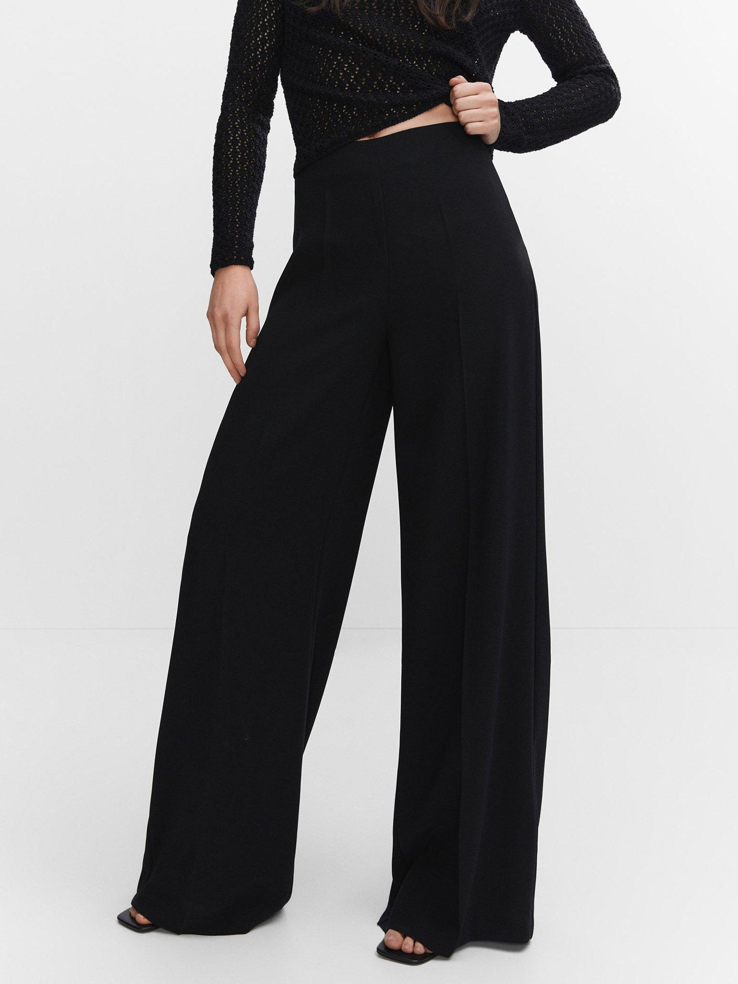 Mango Justo Wide Leg Trousers, Black