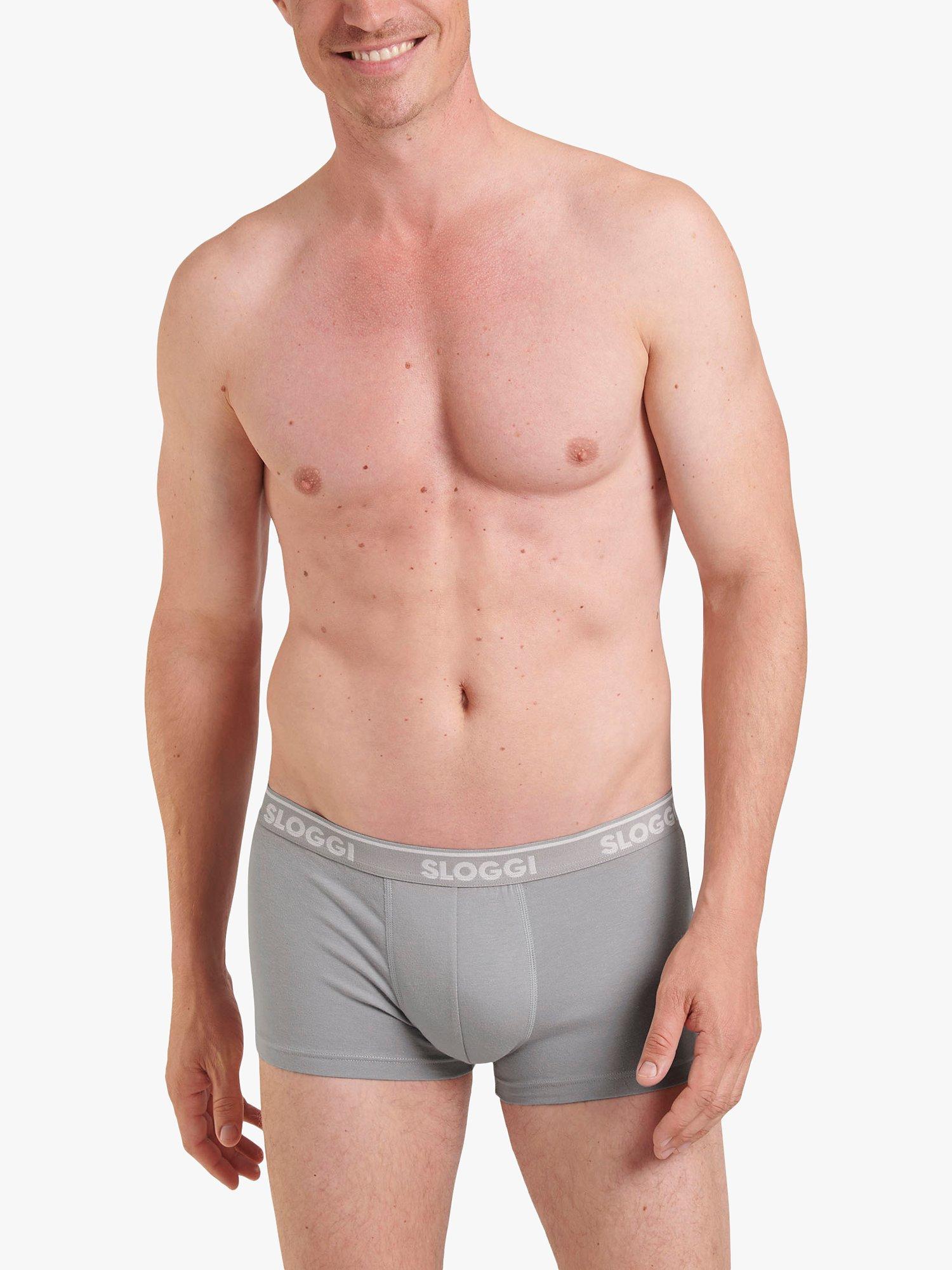 sloggi GO ABC Cotton Stretch Hipster Trunks, Pack of 6, Stone Grey 