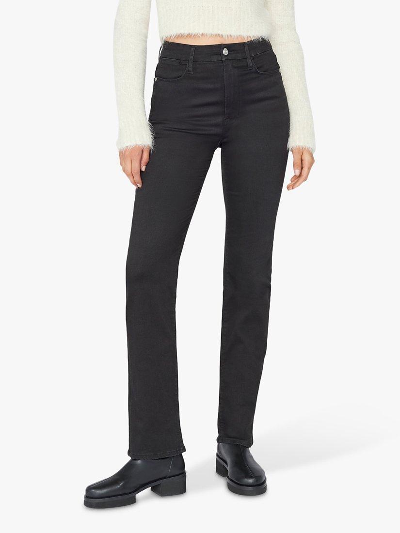 FRAME Le Super High Straight Cut Jeans, Black Finn