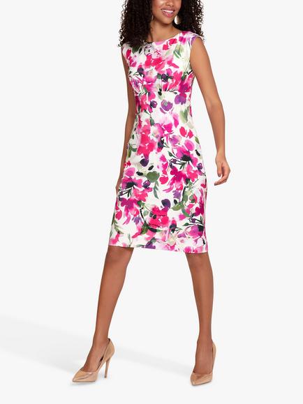 Alie Street Pippa Shift Dress, Fuschia Florals - view 2, Fuchsia Florals