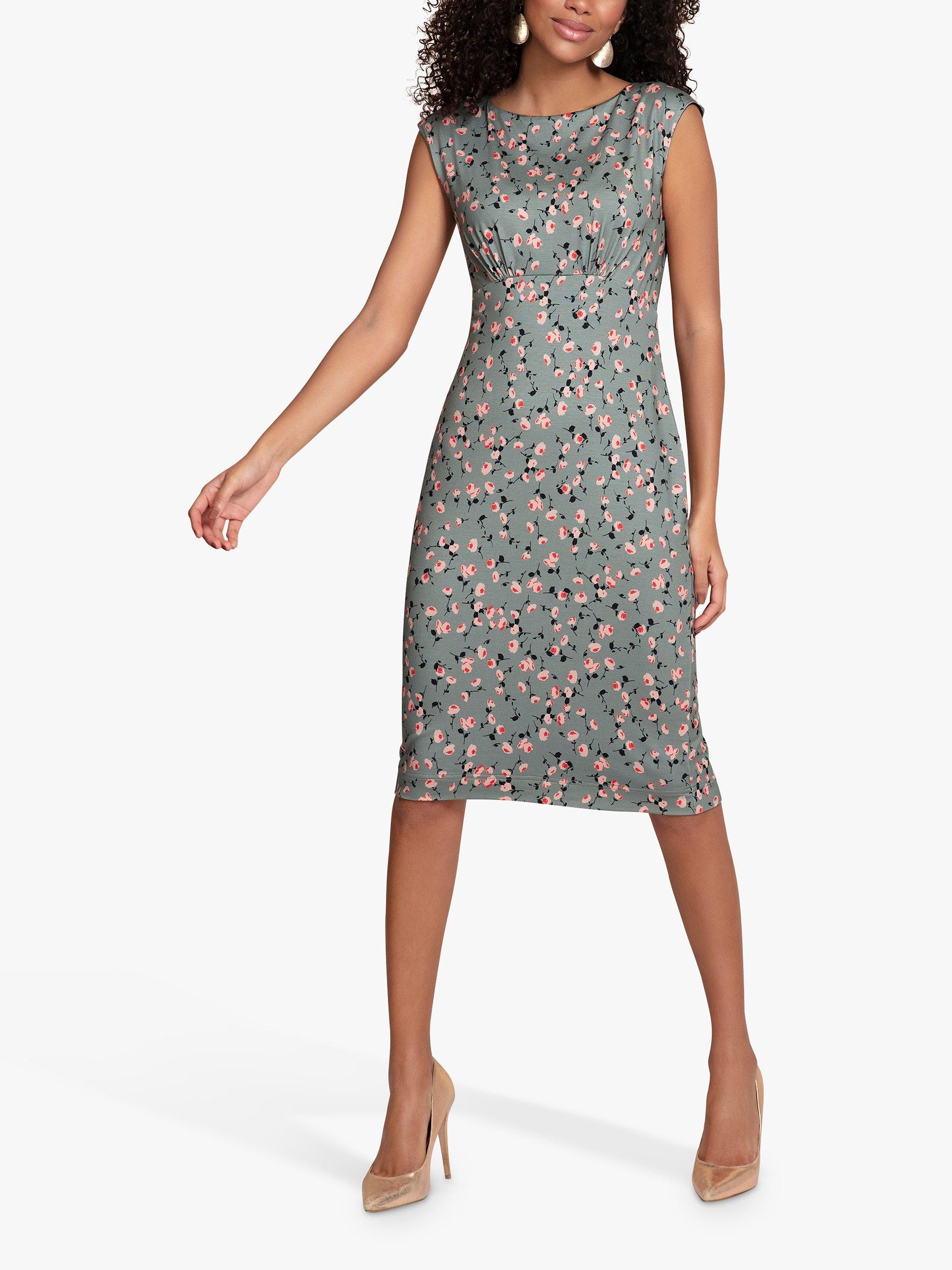 Product image 2 of 8, which shows Alie Street Pippa Shift Dress, Ditsy Floral Olive, 6-8