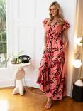 HotSquash Mock Wrap Chiffon Maxi Dress, Floral Graffiti