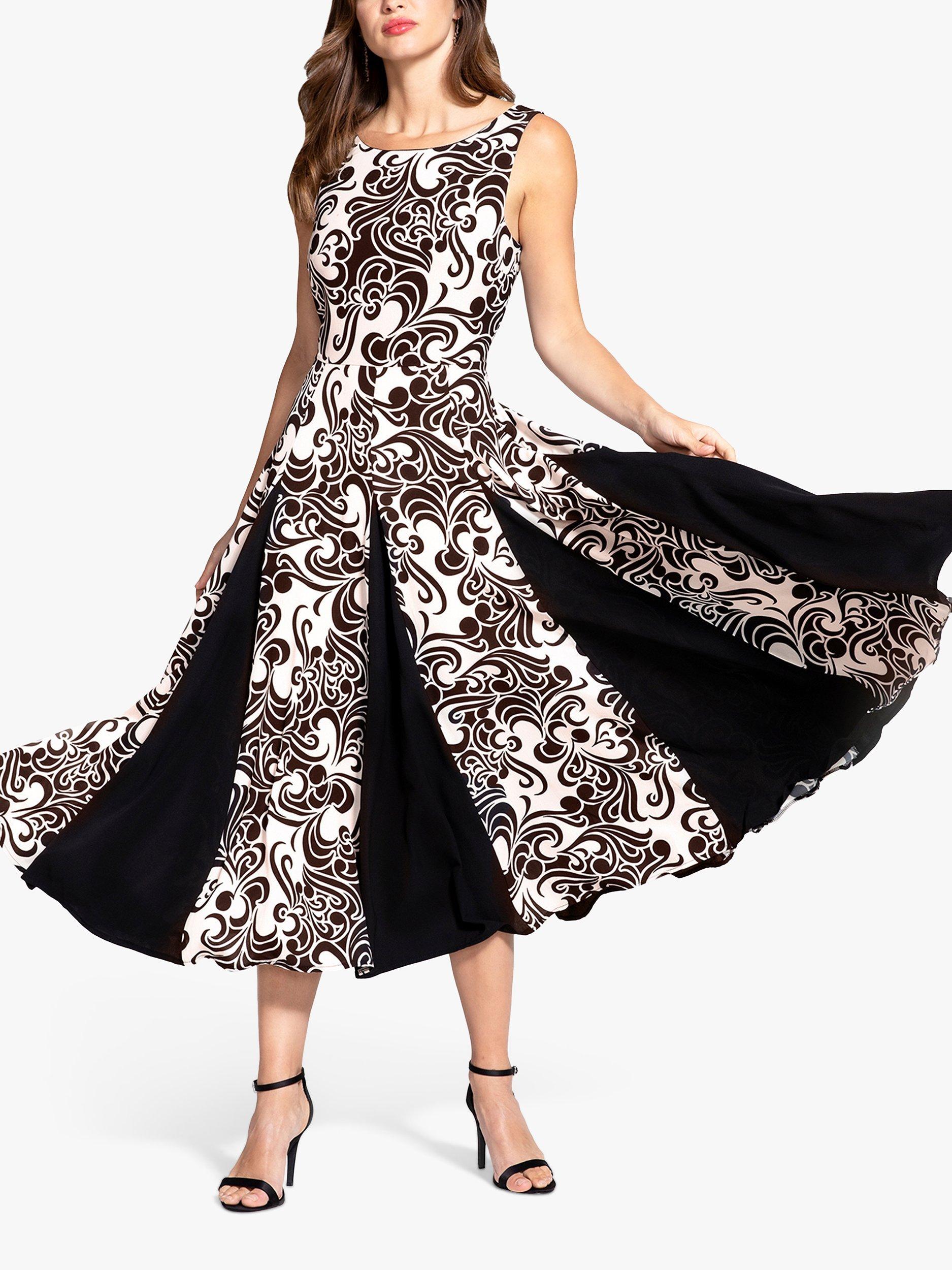 Product image 1 of 4, which shows HotSquash Contrast Pleat Midi Dress, Multi, 8
