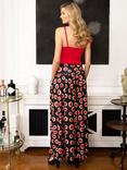 HotSquash Roll Top Maxi Skirt, Polka Dots Black/Red