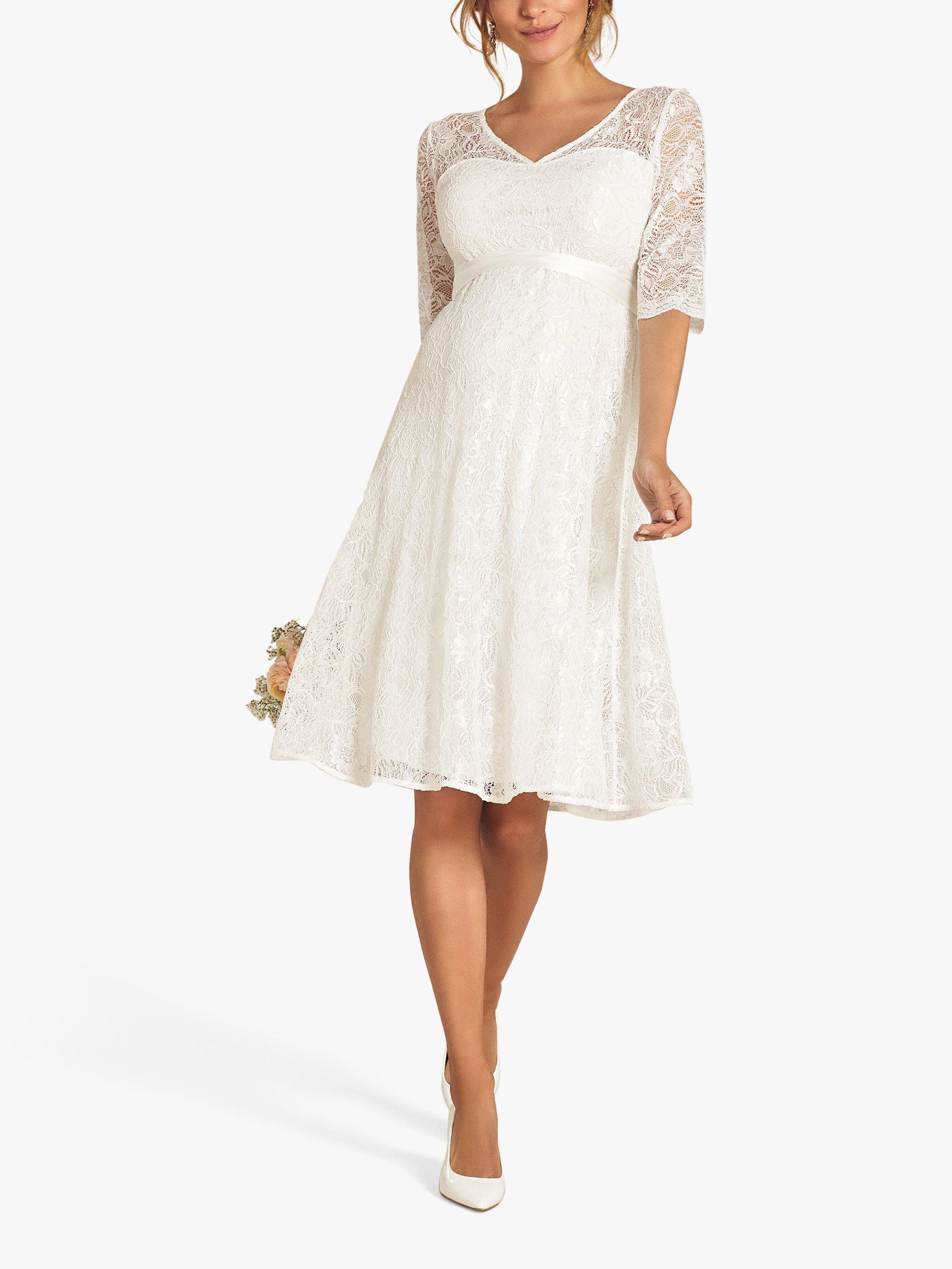 Product image 2 of 7, which shows Tiffany Rose Flossie Maternity Lace Short Wedding Dress, Ivory, 6-8