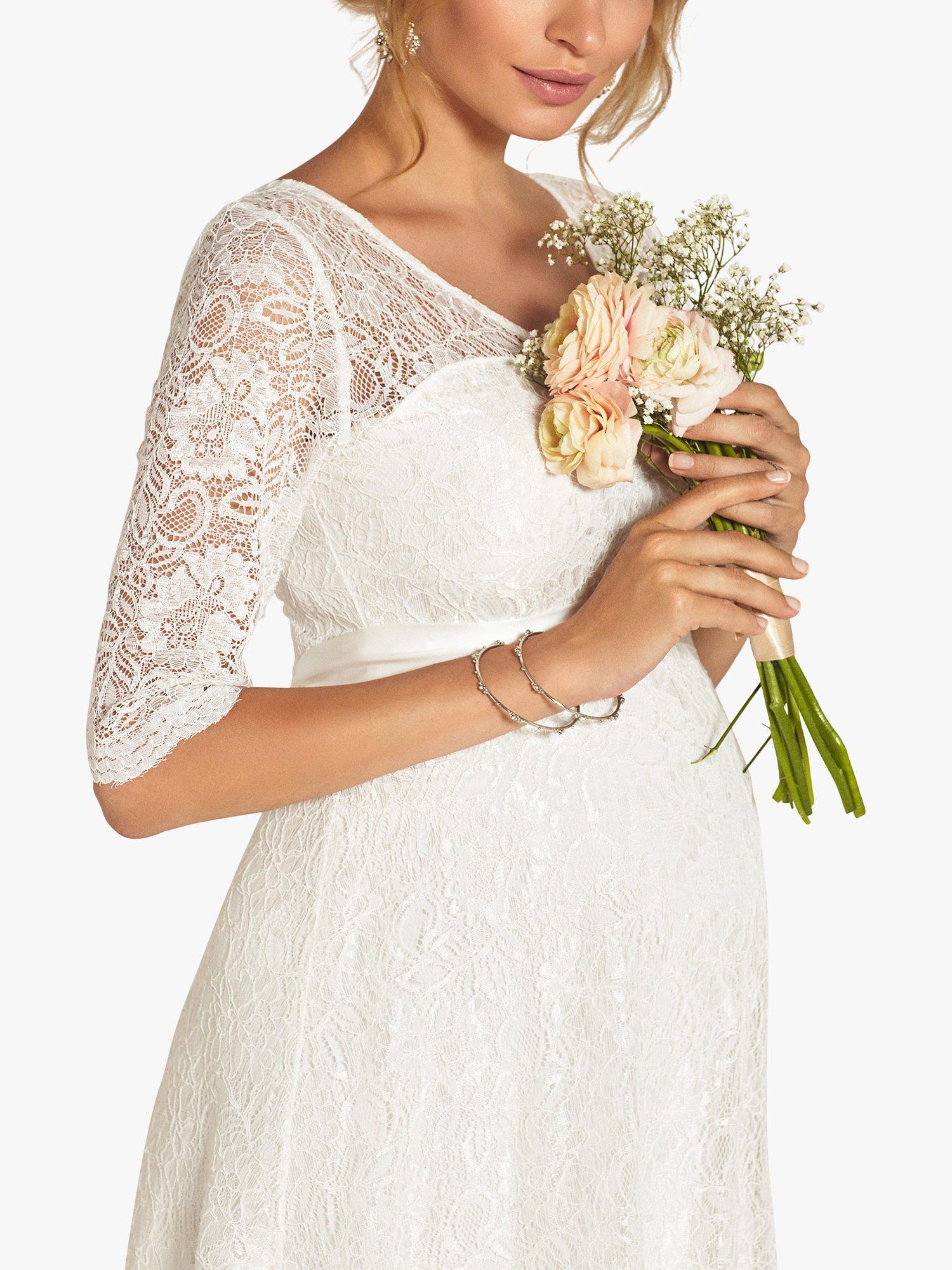 Product image 6 of 7, which shows Tiffany Rose Flossie Maternity Lace Short Wedding Dress, Ivory, 6-8