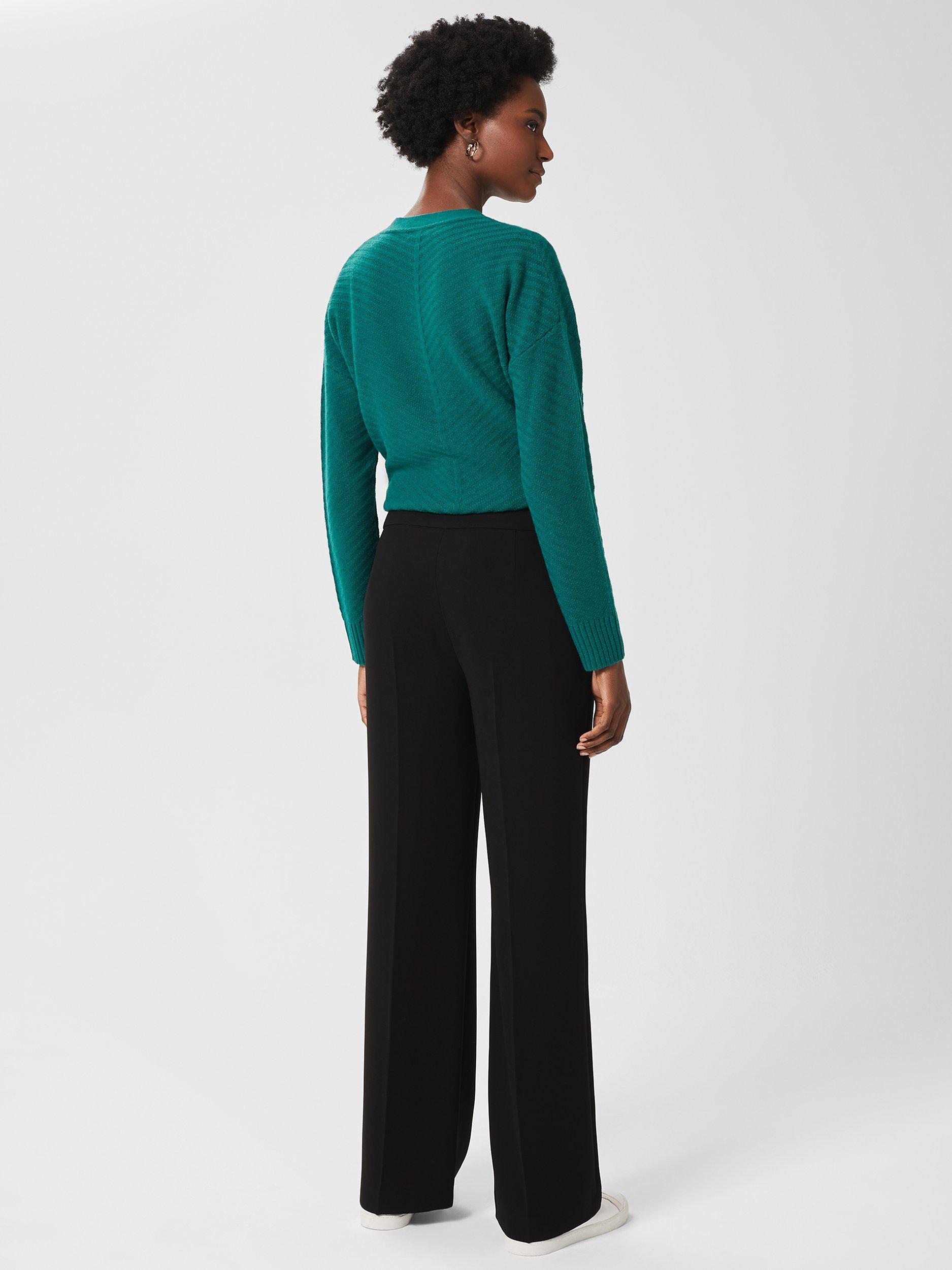 Product image 2 of 5, which shows Hobbs Petite Mel Straight Leg Trousers, Black, 22