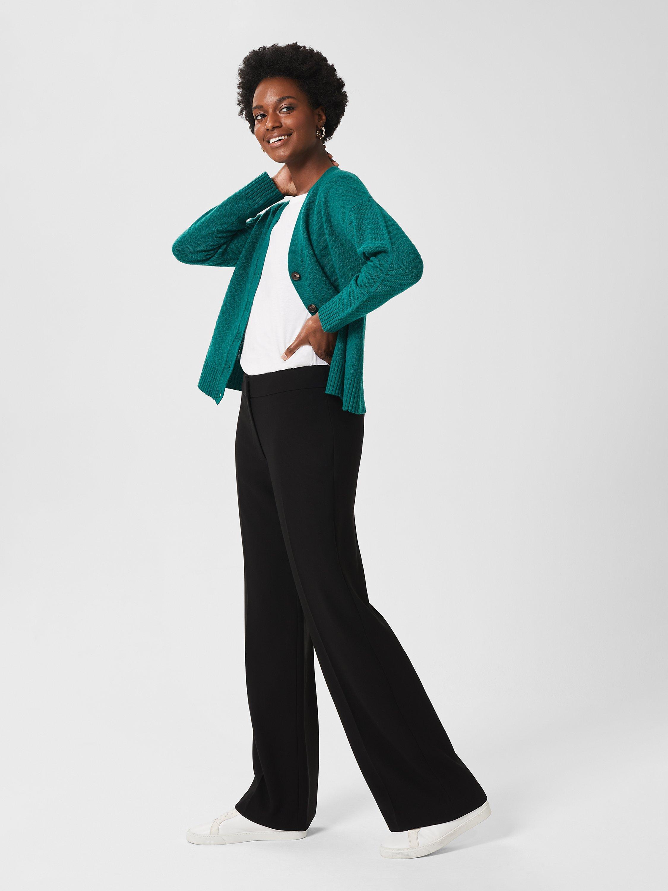 Product image 4 of 5, which shows Hobbs Petite Mel Straight Leg Trousers, Black, 22