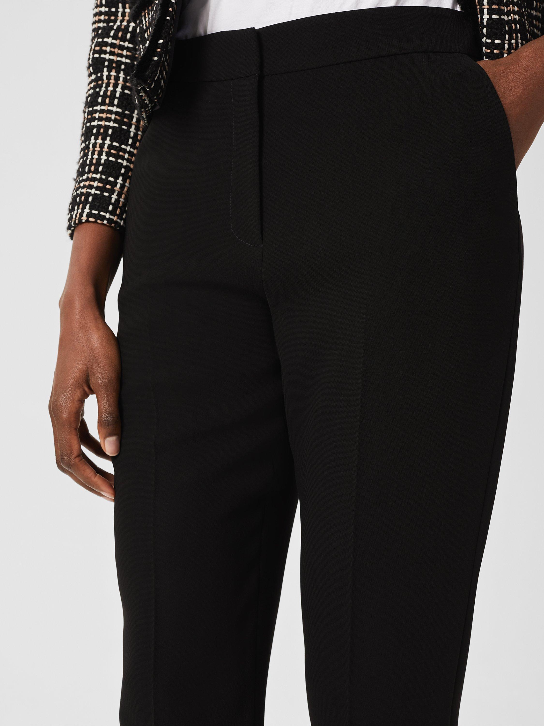 Product image 4 of 6, which shows Hobbs Petite Mel Tapered Trousers, Black, 18