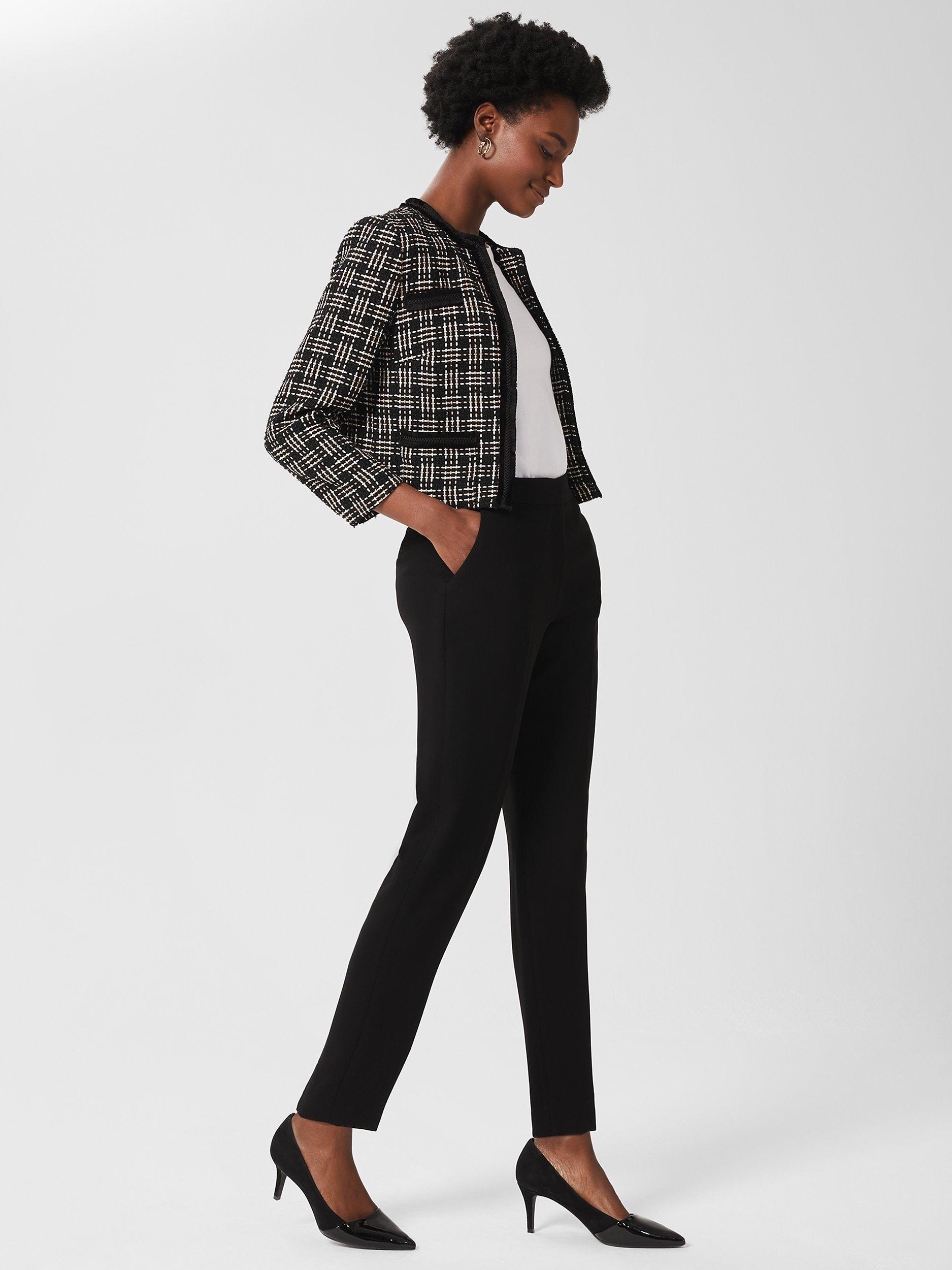 Product image 5 of 6, which shows Hobbs Petite Mel Tapered Trousers, Black, 18
