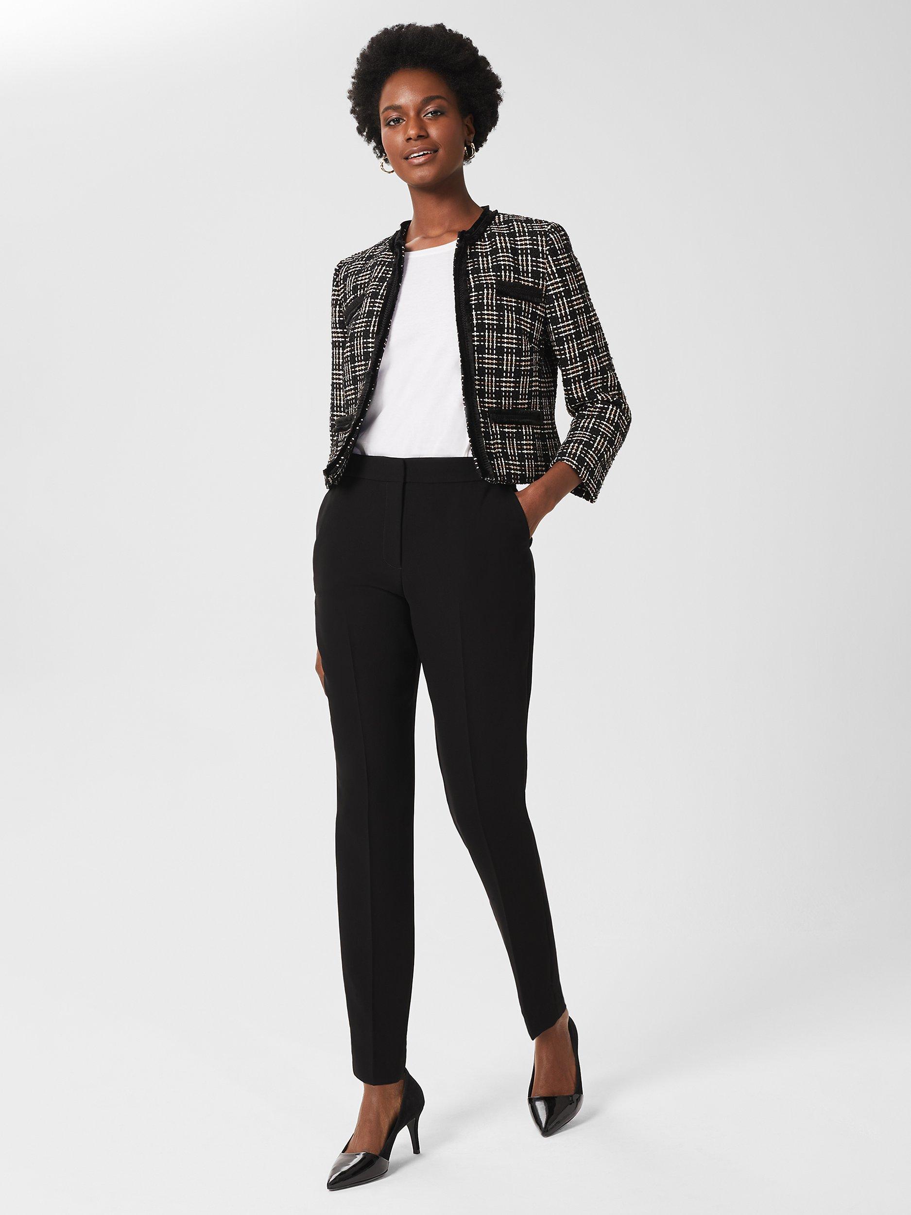 Product image 6 of 6, which shows Hobbs Petite Mel Tapered Trousers, Black, 18