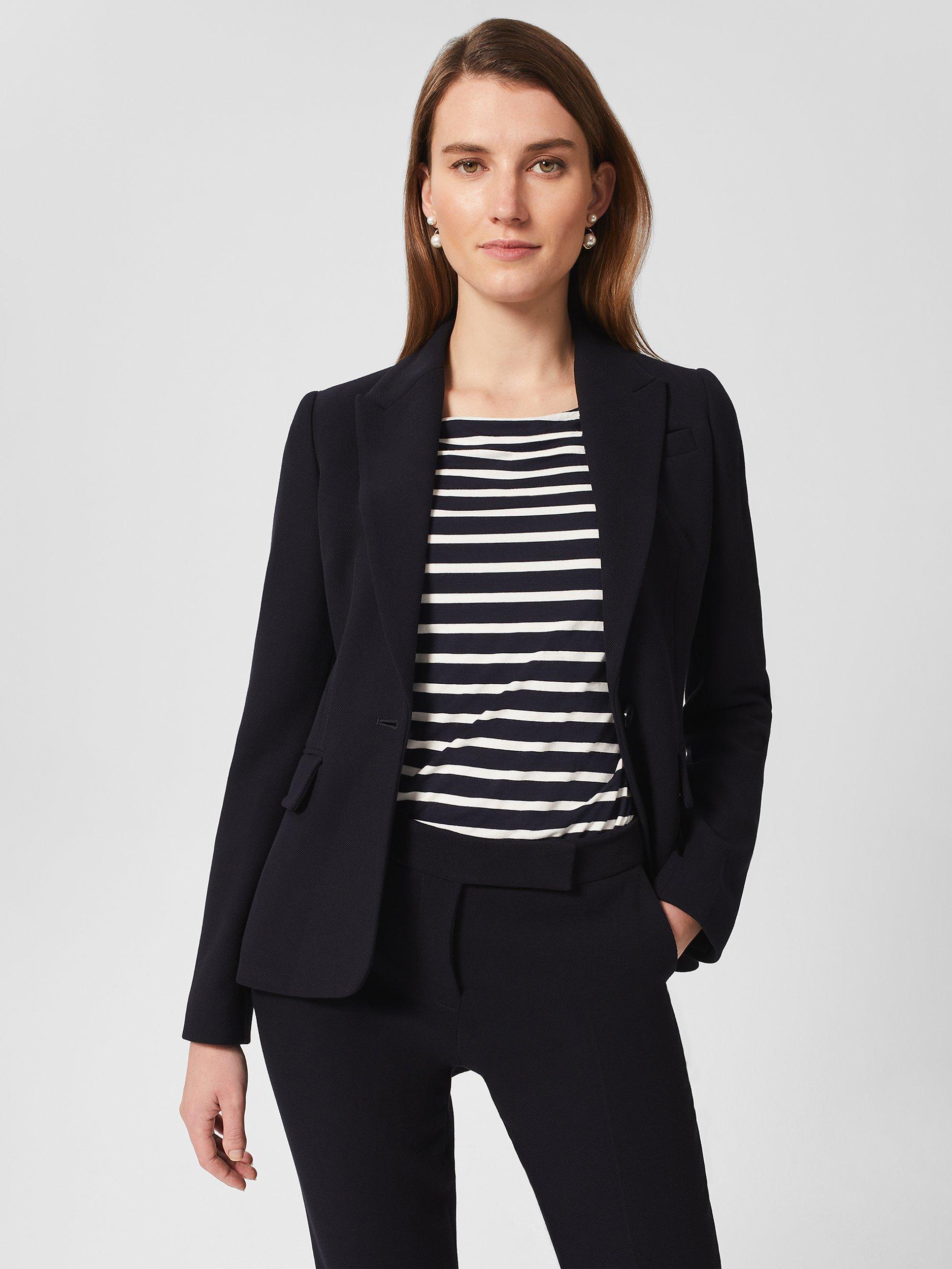 Product image 1 of 5, which shows Hobbs Petite Mia Jacket, Navy, 20