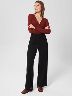 Hobbs Prim Ponte Wide Leg Trousers, Black, Black