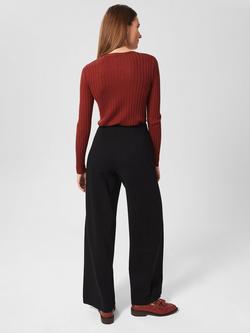 Hobbs Prim Ponte Wide Leg Trousers, Black - view 2, Black