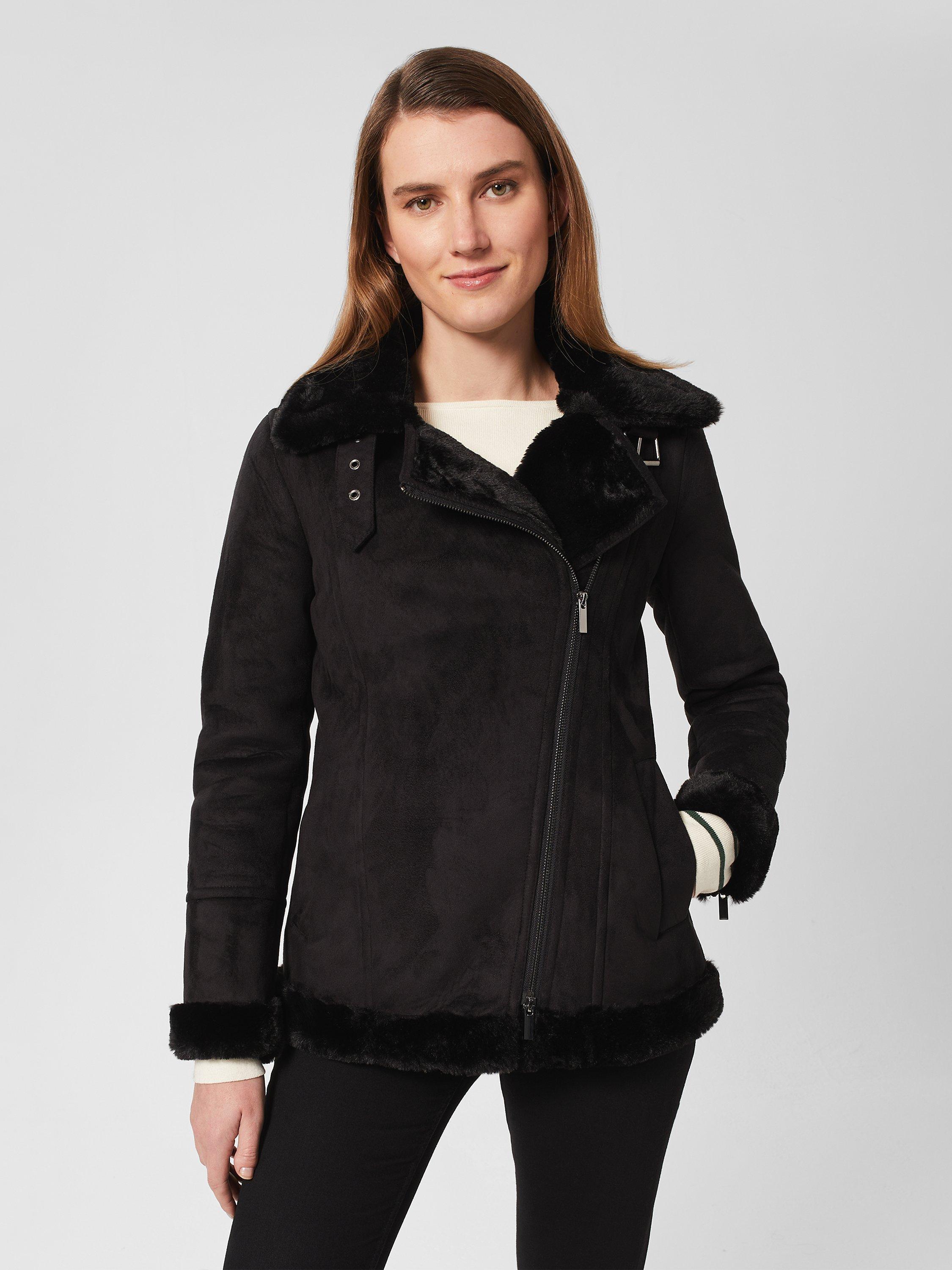 Hobbs Alana Faux Fur Jacket, Black