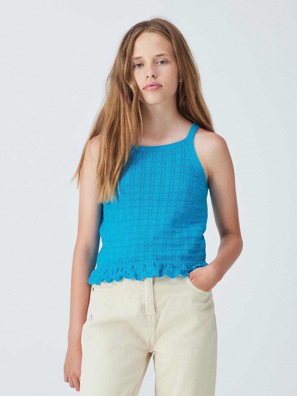 John Lewis Kids' Cotton Crochet Knit Top