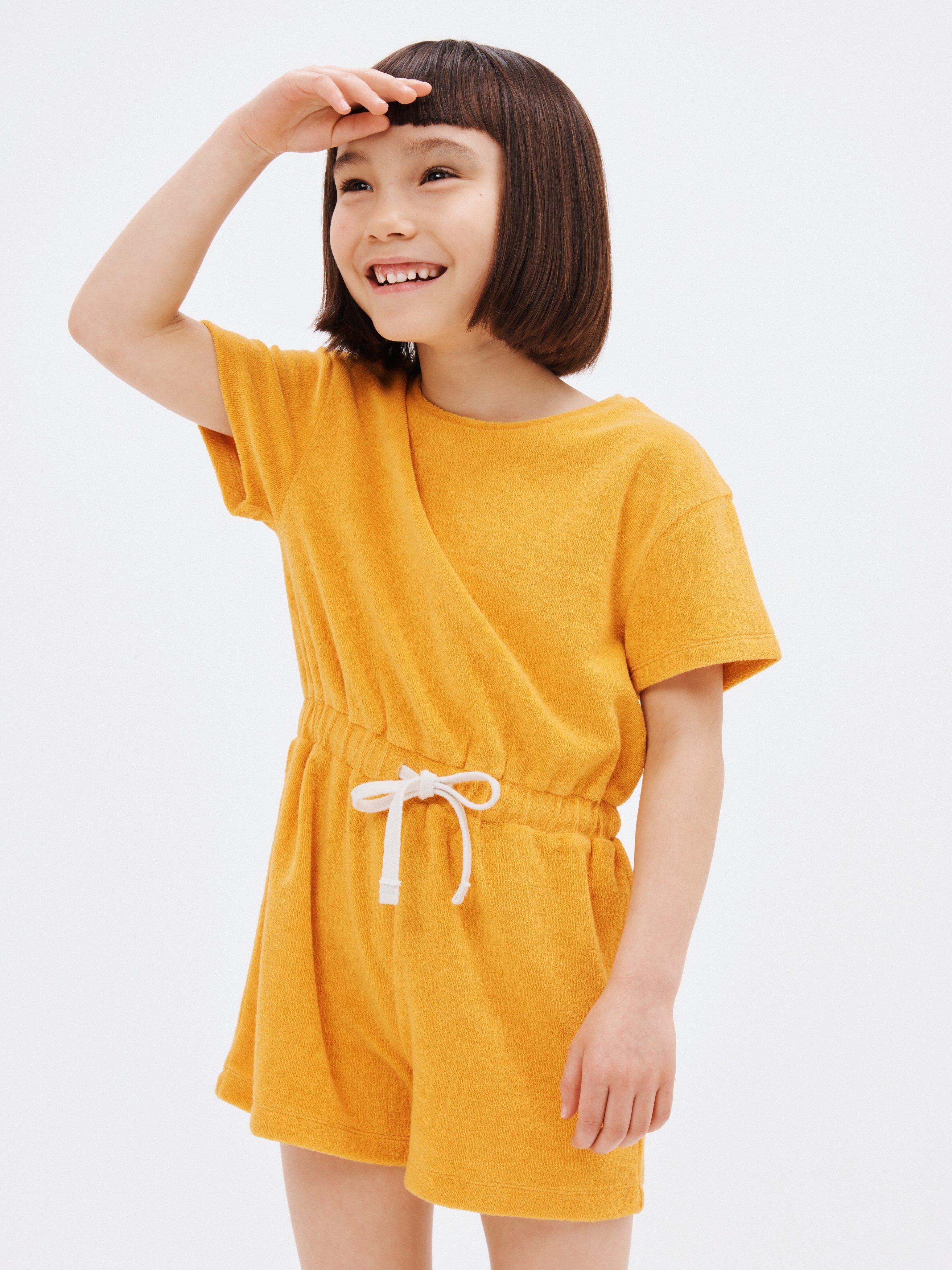 John Lewis ANYDAY Kids' Plain Towelling Playsuit, Orange