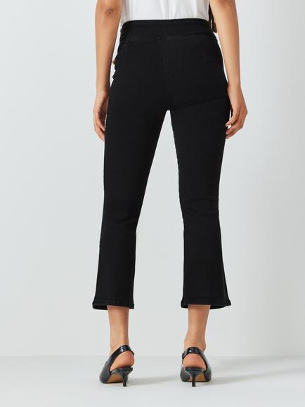 FRAME Jetset Mini Boot Hem Cropped Jeans, Sheen Noir - view 2, Sheen Noir