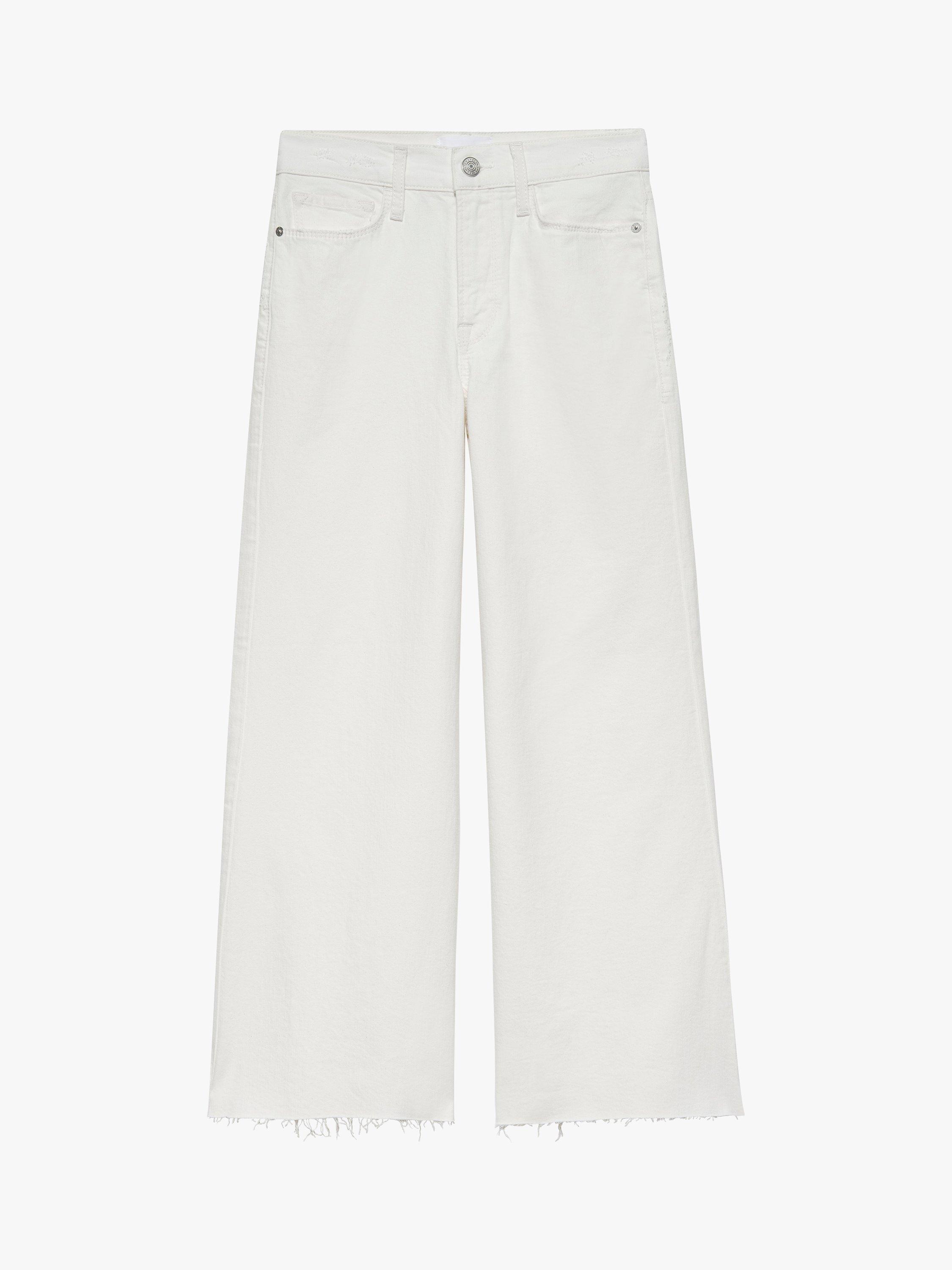 FRAME Le Palazzo High Rise Wide Leg Raw Hem Ankle Jeans, Au Natural