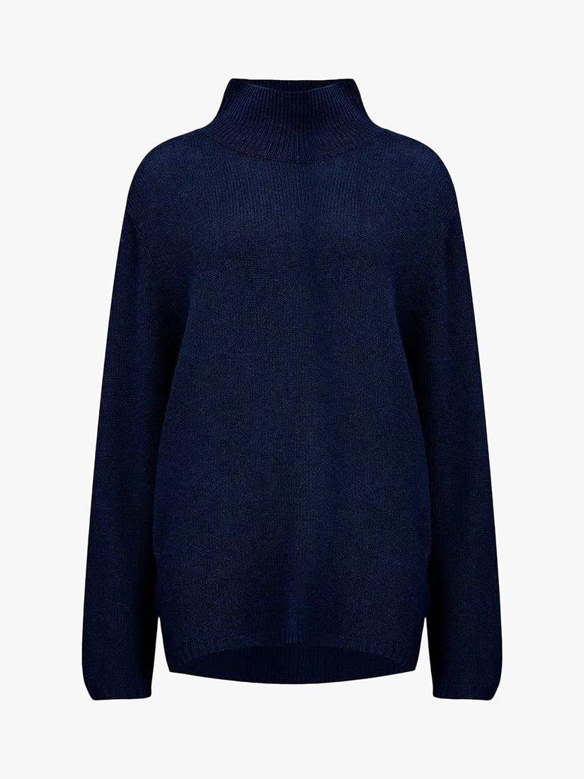 360 Sweater Luella Plain Turtleneck Cashmere Jumper, Navy