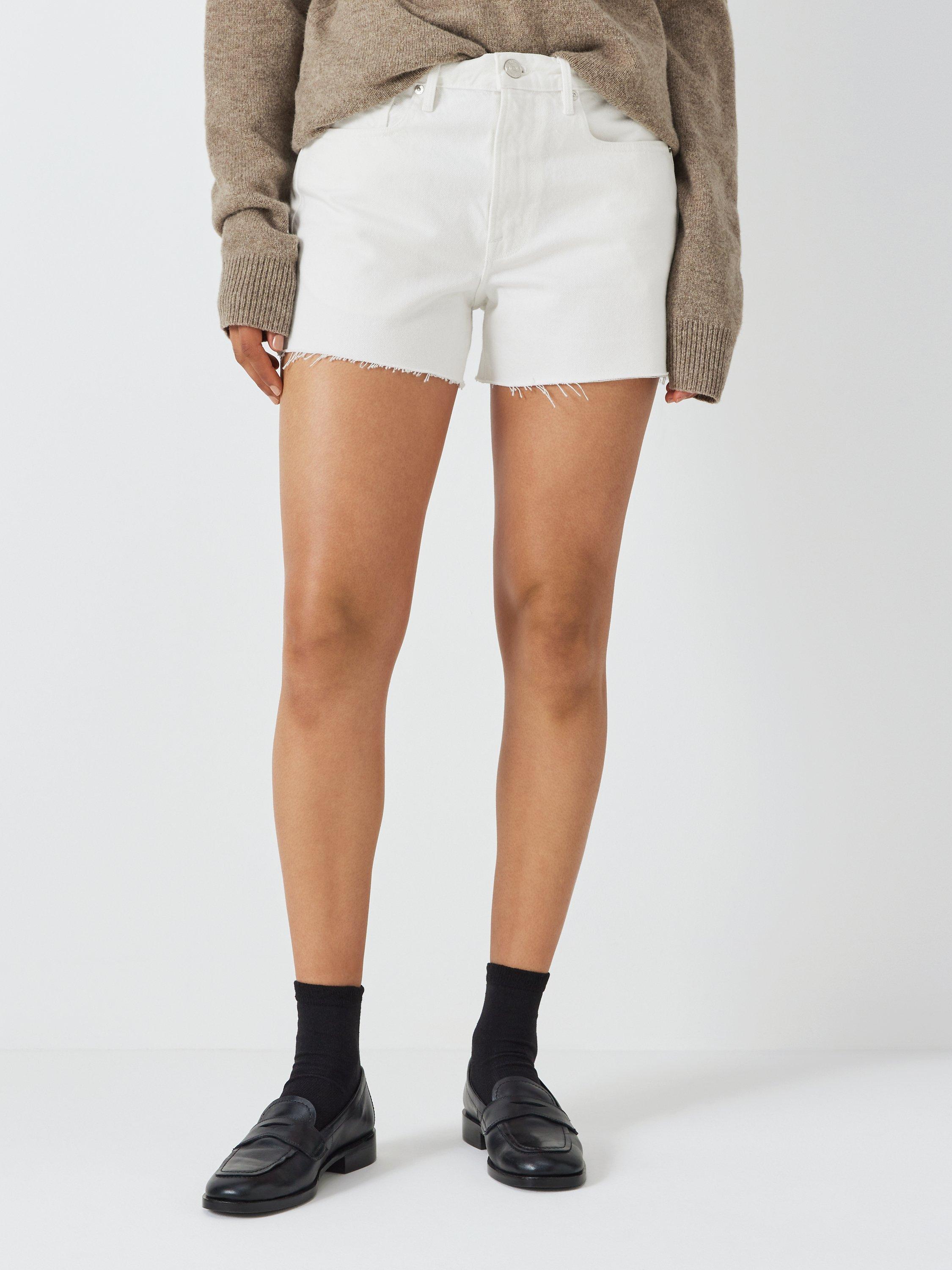 Product image 1 of 6, which shows FRAME Le Brigette High Rise Denim Shorts, Blanc, 24