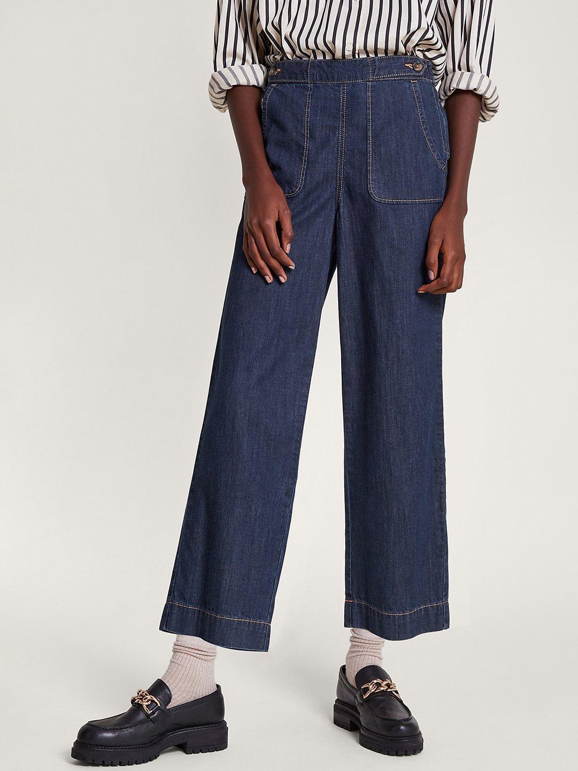 Monsoon Harper Crop Wide Jeans, Indigo