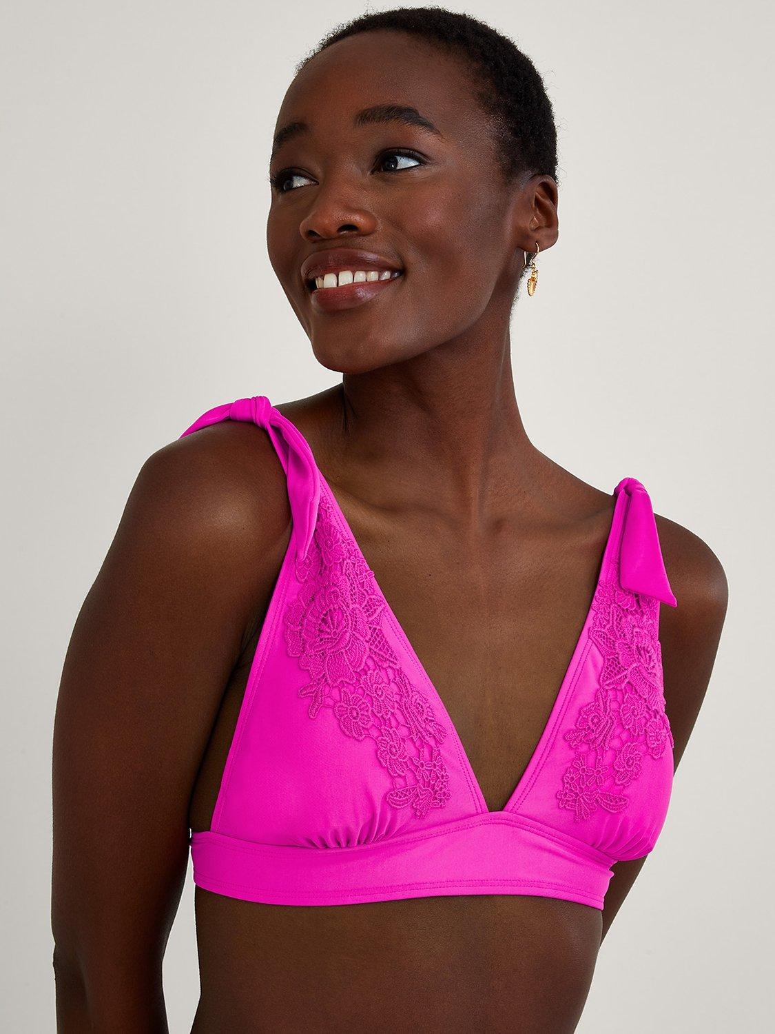 Monsoon Lace Trim Bikini Top, Pink