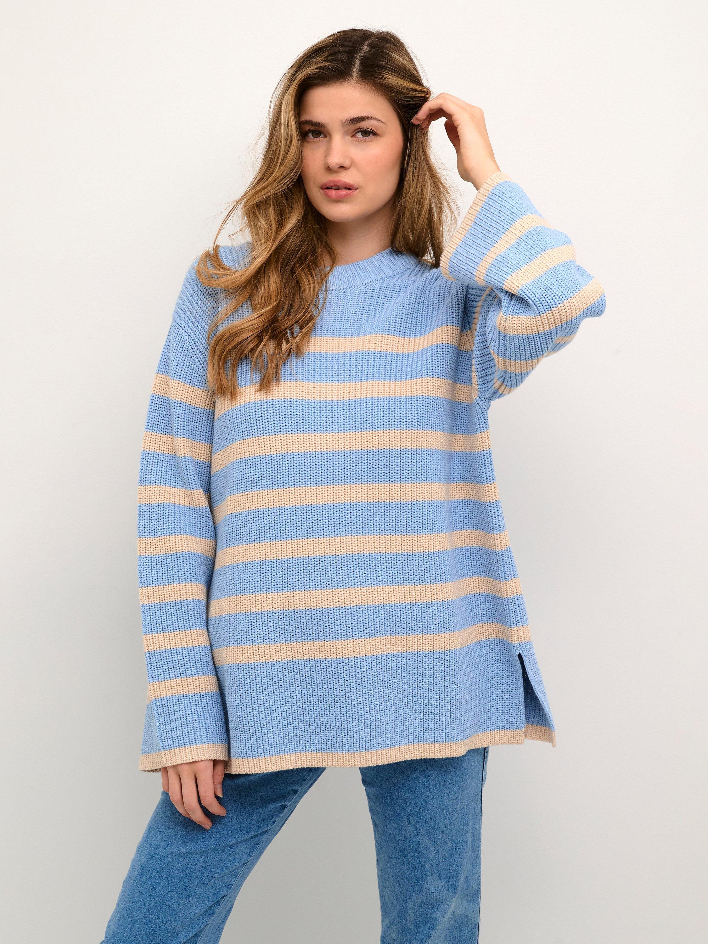 KAFFE Cilla Stripe Jumper, Wind, XS