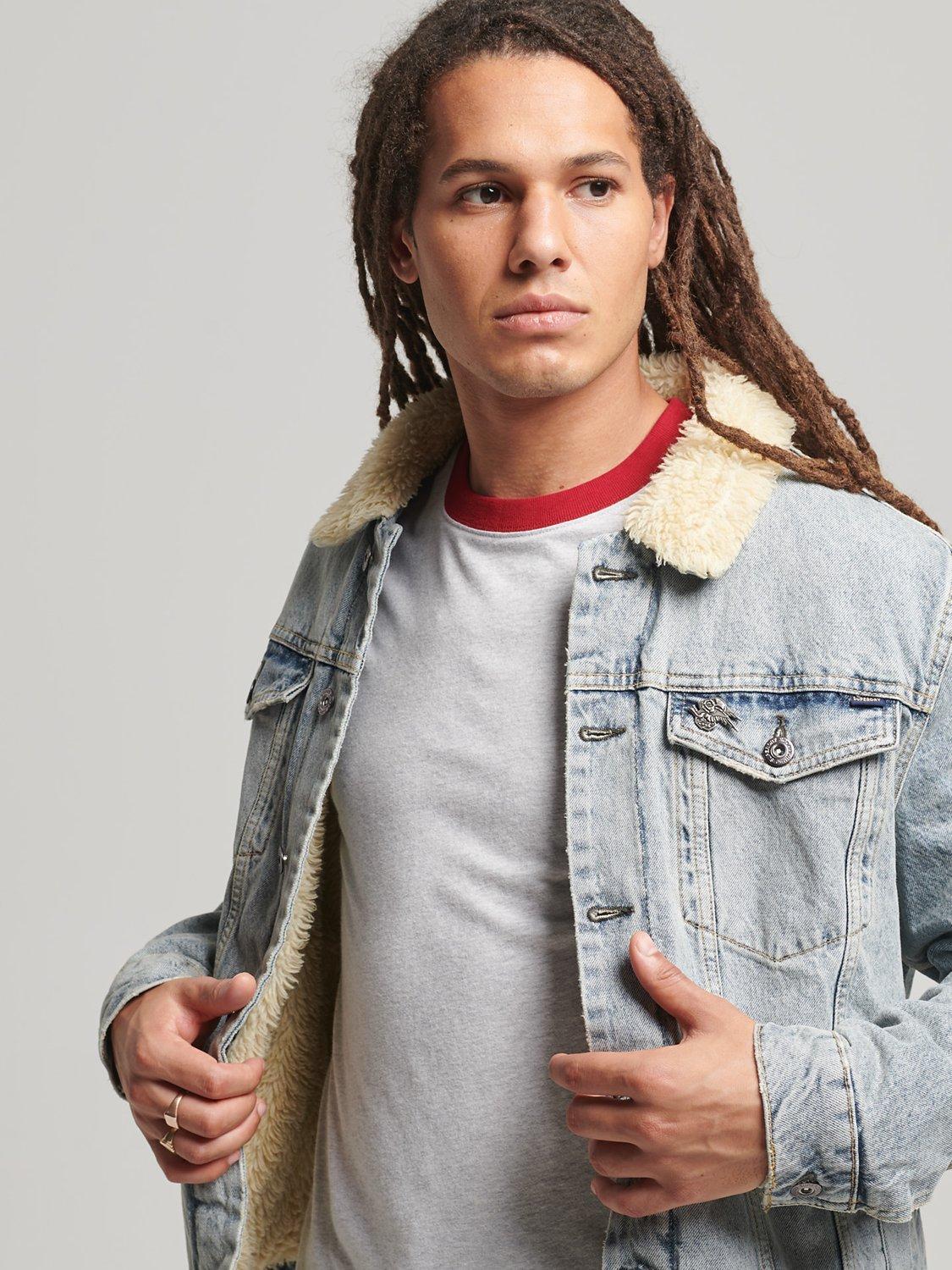 Superdry Denim Sherpa Jacket, Echo Light Vintage