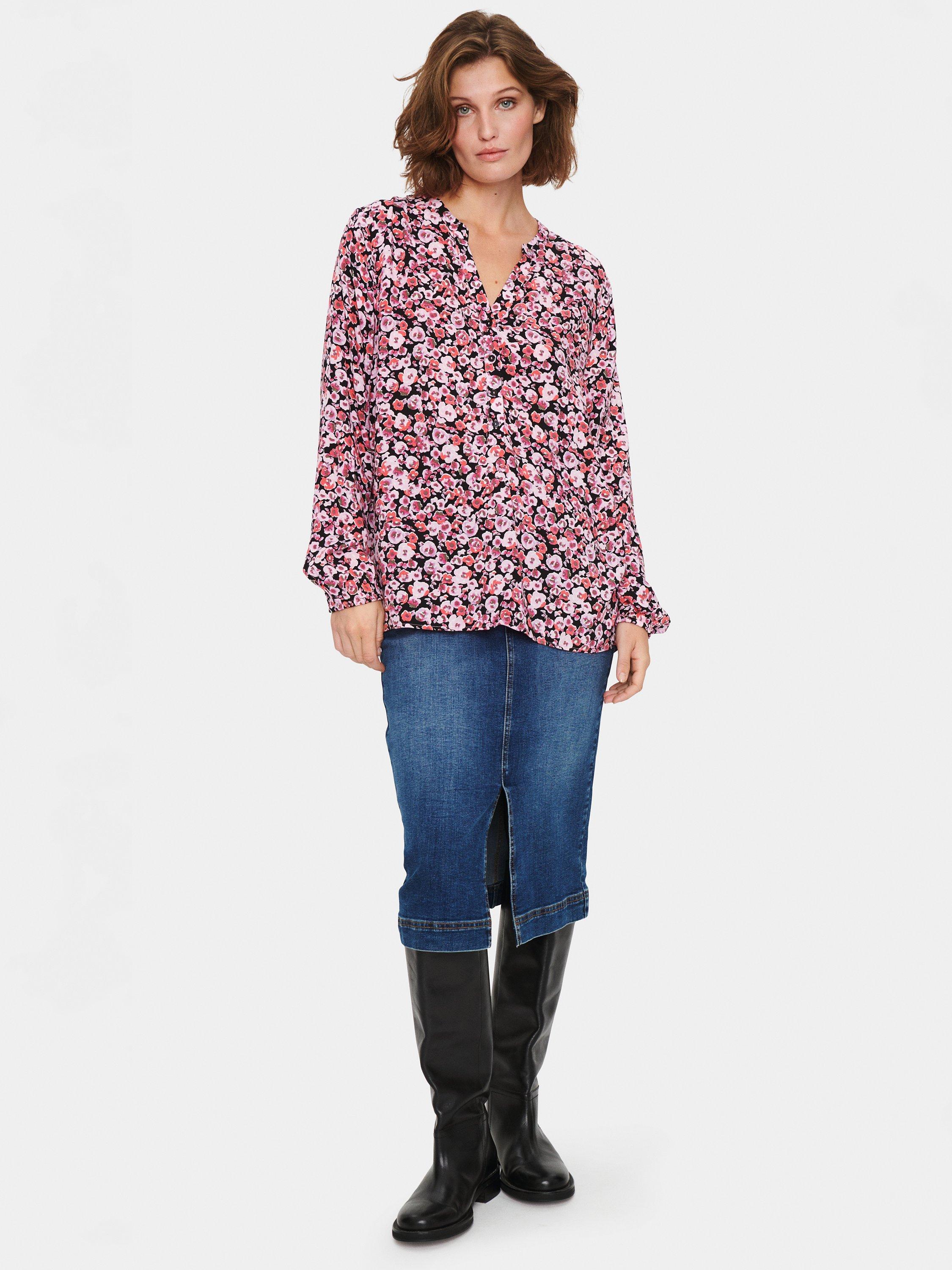 Saint Tropez Eda Floral Shirt, Black Florals