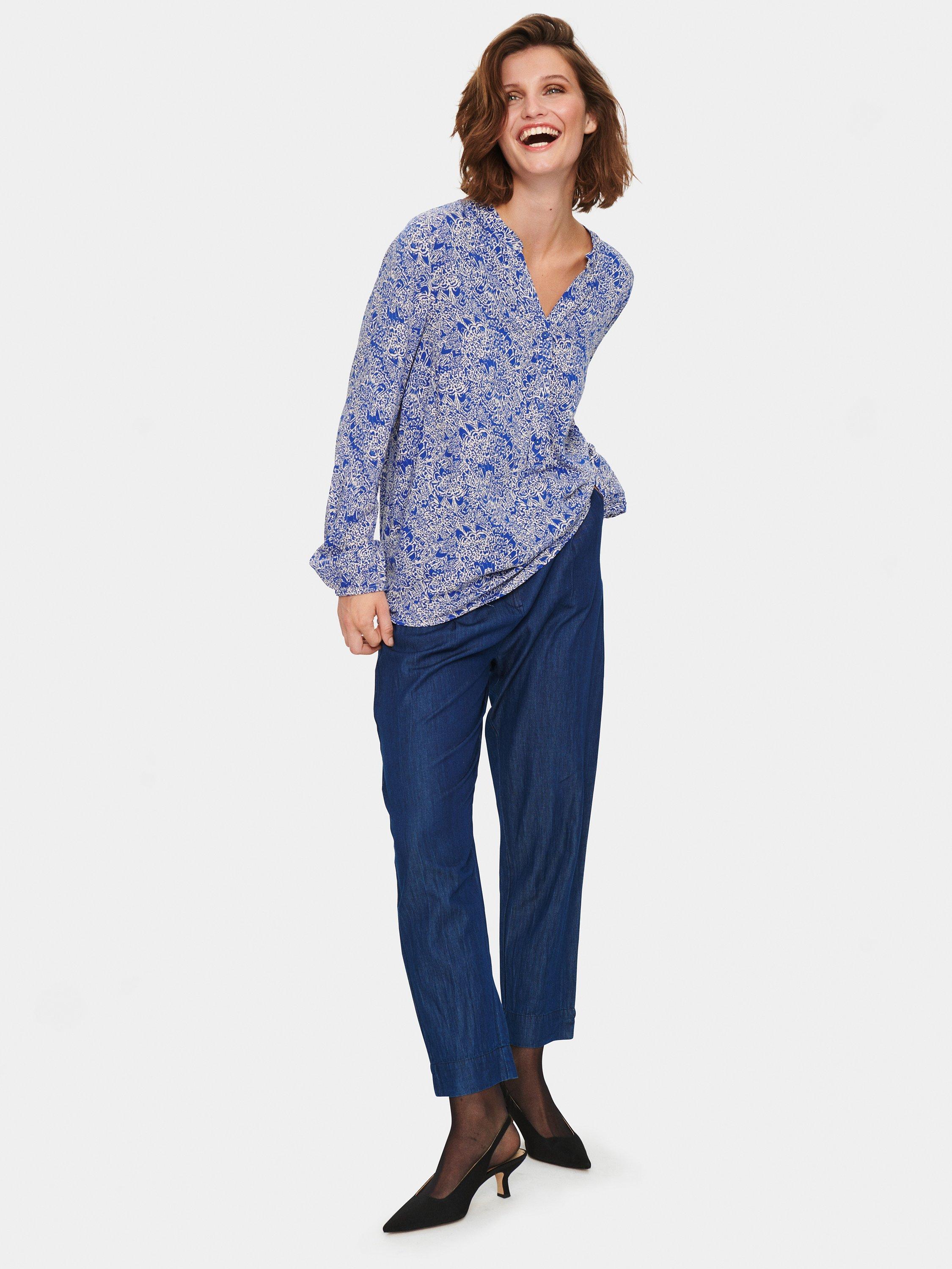 Saint Tropez Eda Abstract Shirt, Surf Blue Peacock, S