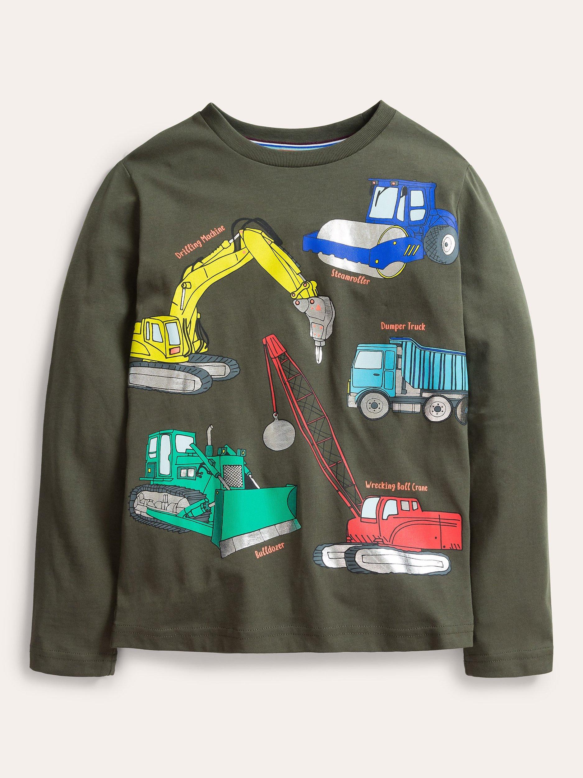 Mini Boden Kids' Foil Print T-shirt, Classic Khaki