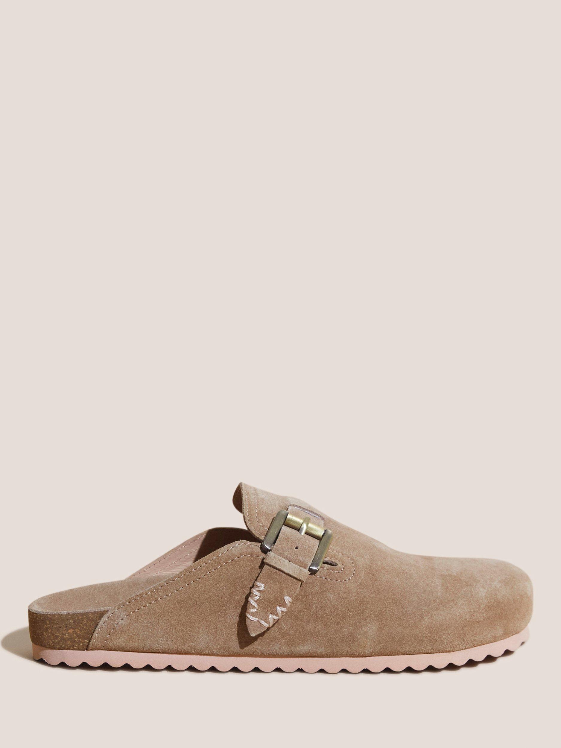 White Stuff Suede Footbed Mules, Natural