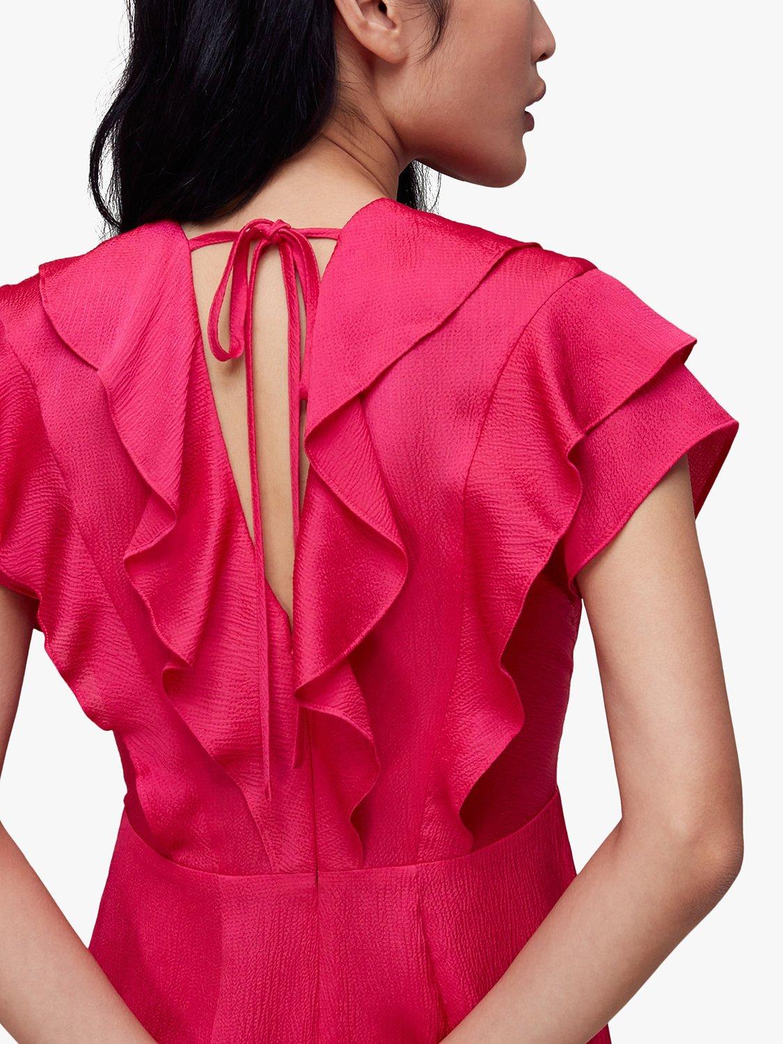 Whistles Adeline Frill Midi Dress, Pink, 6