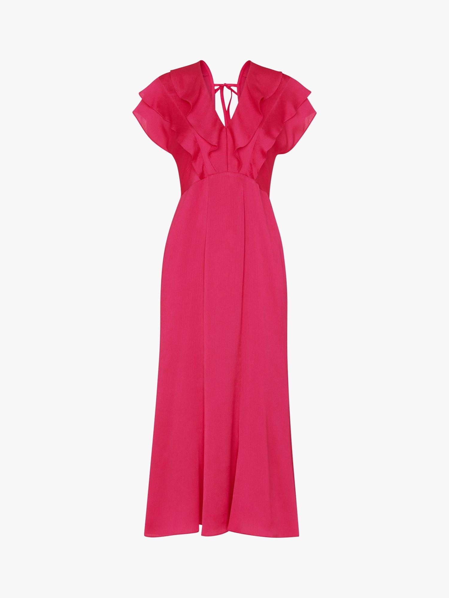 Whistles Adeline Frill Midi Dress, Pink, 6