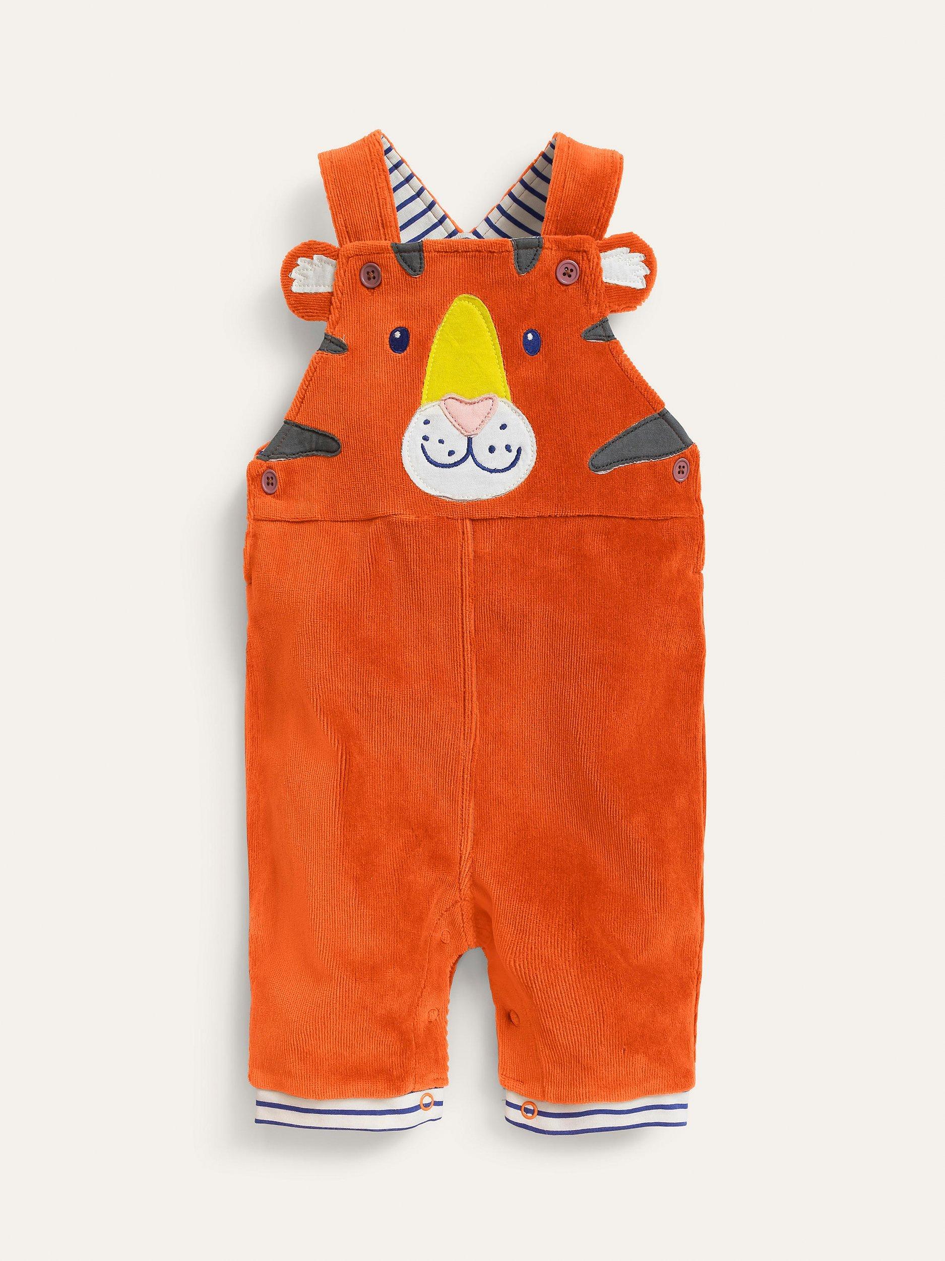 Mini Boden Baby Appliqué Dungarees, Autumn Maple