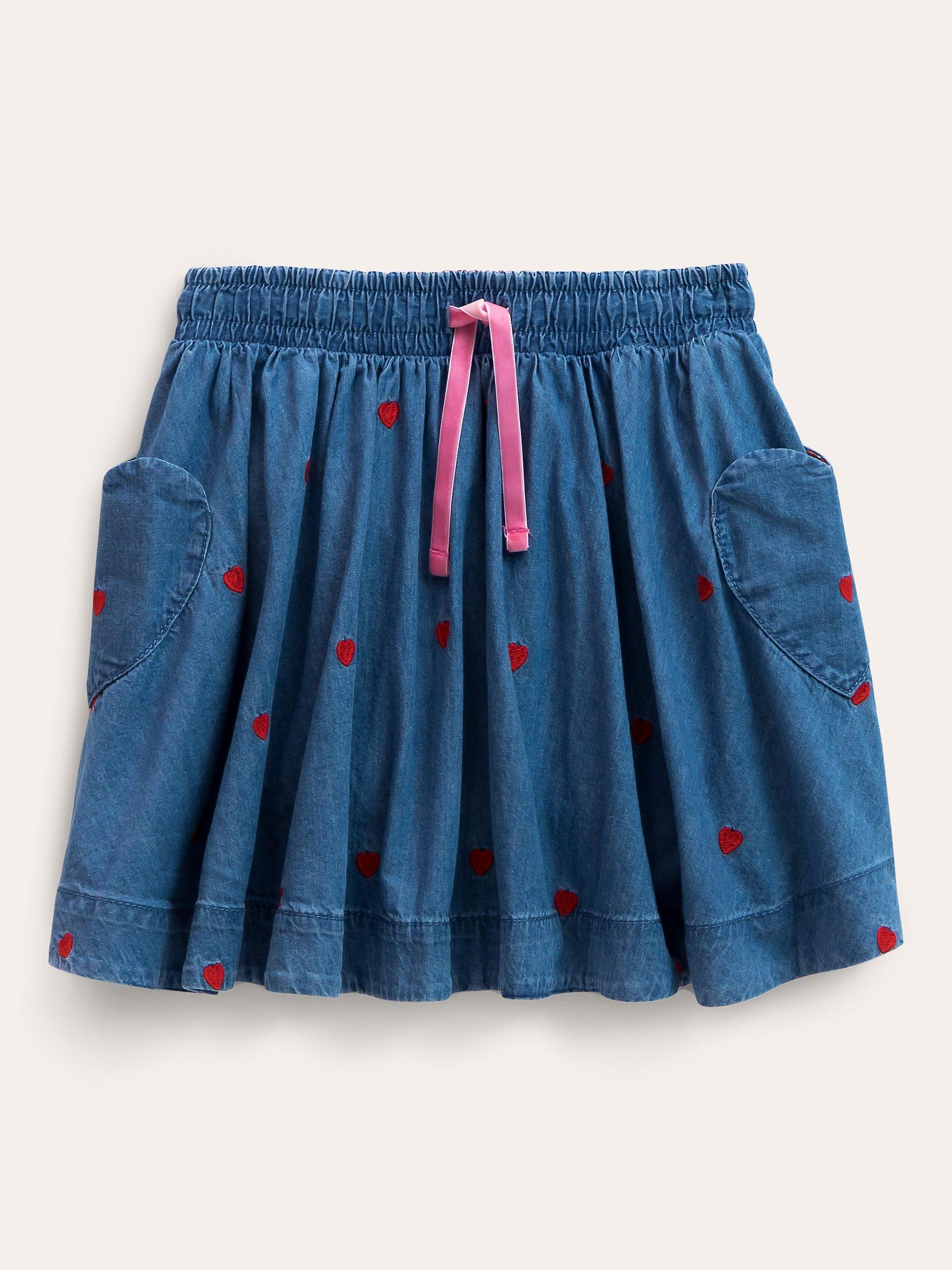 Mini Boden Kids' Woven Twirly Skirt, Mid Denim